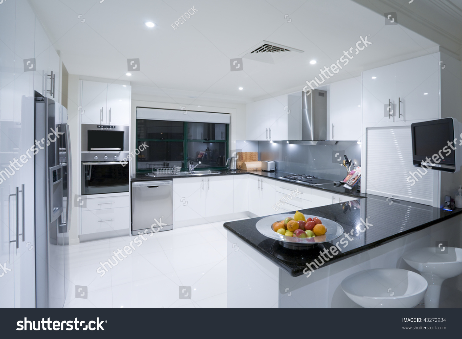 Modern Kitchen Luxury Australian Mansion Stock Photo 