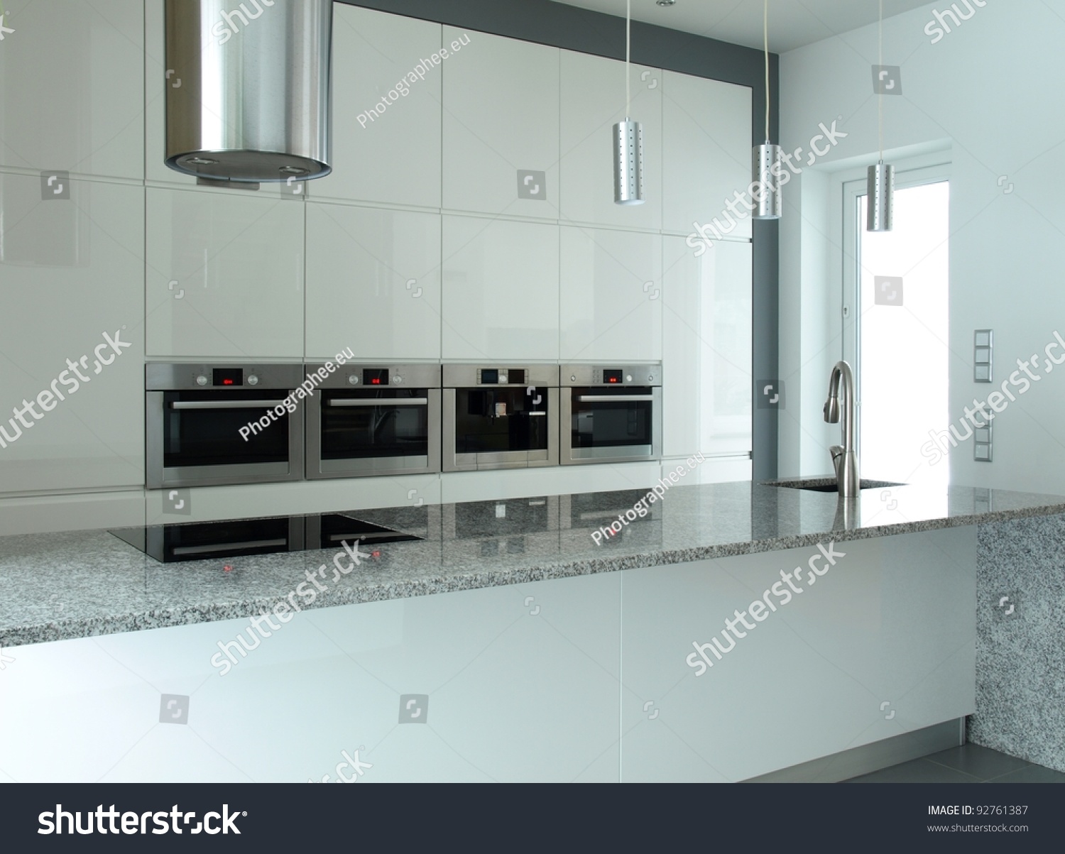 Modern Kitchen White Grey Granite Countertop Stock Photo Edit Now