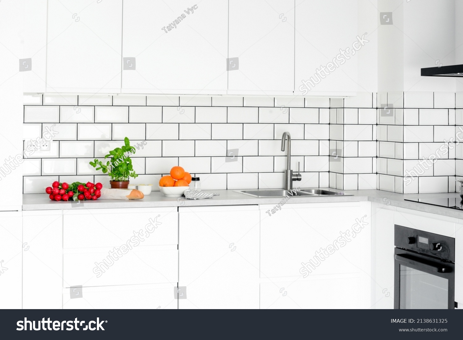 Modern Kitchen Interior Fruits Vegetables On Stock Photo 2138631325 ...