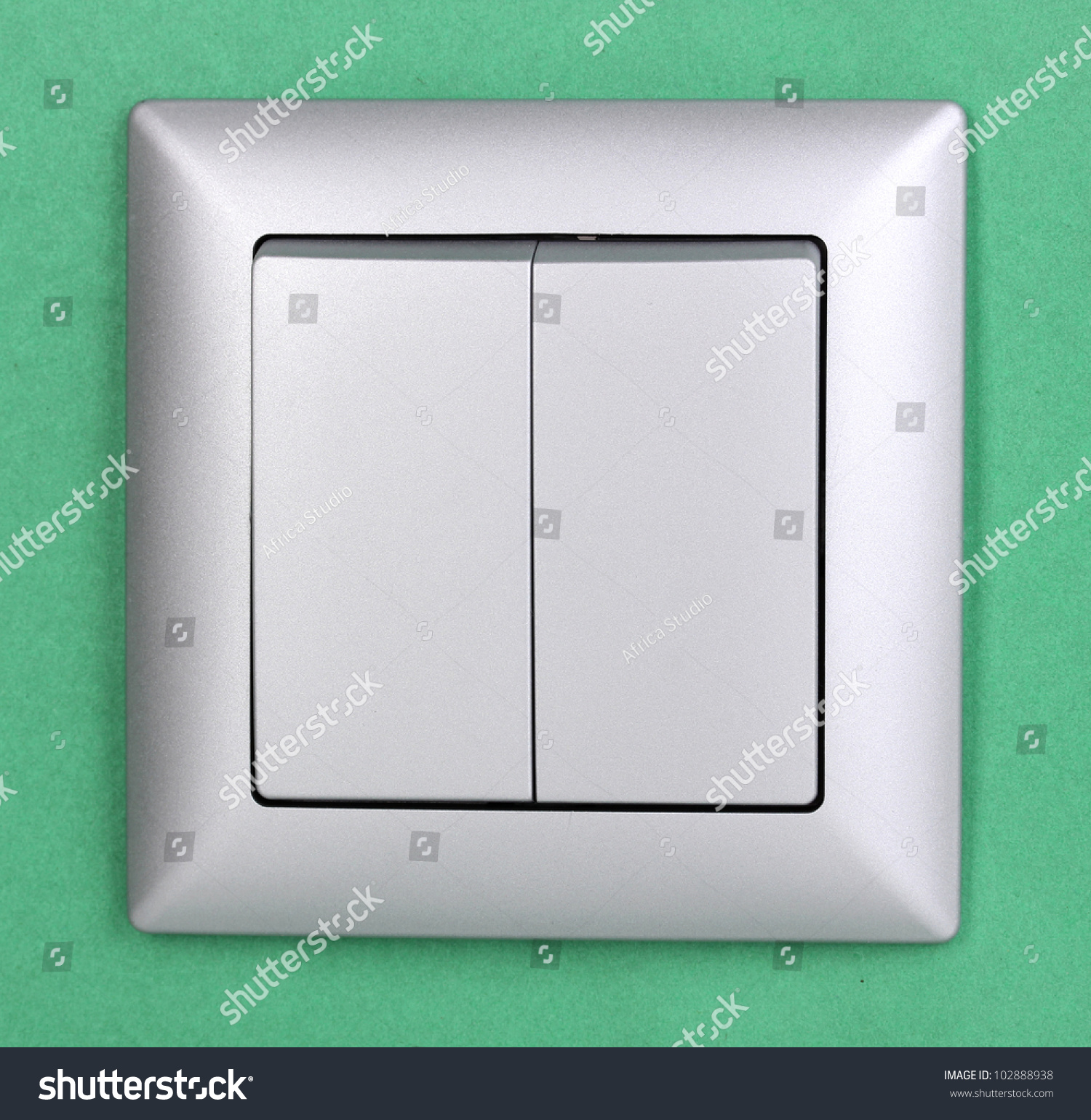 Modern Light Switch Green Background Stock