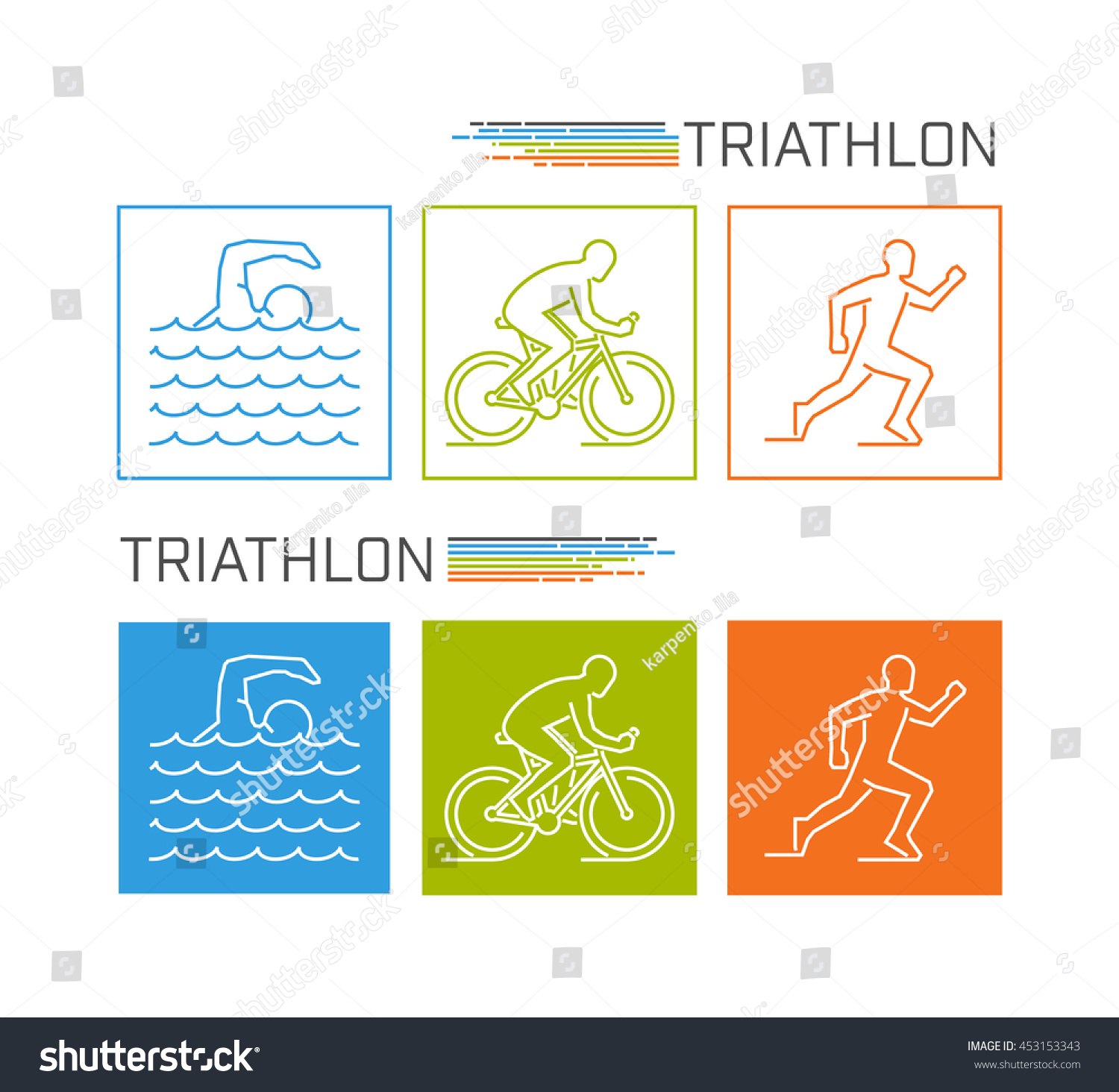 Modern Line Triathlon Symbol Neat Figures Stock Illustration 453153343 ...