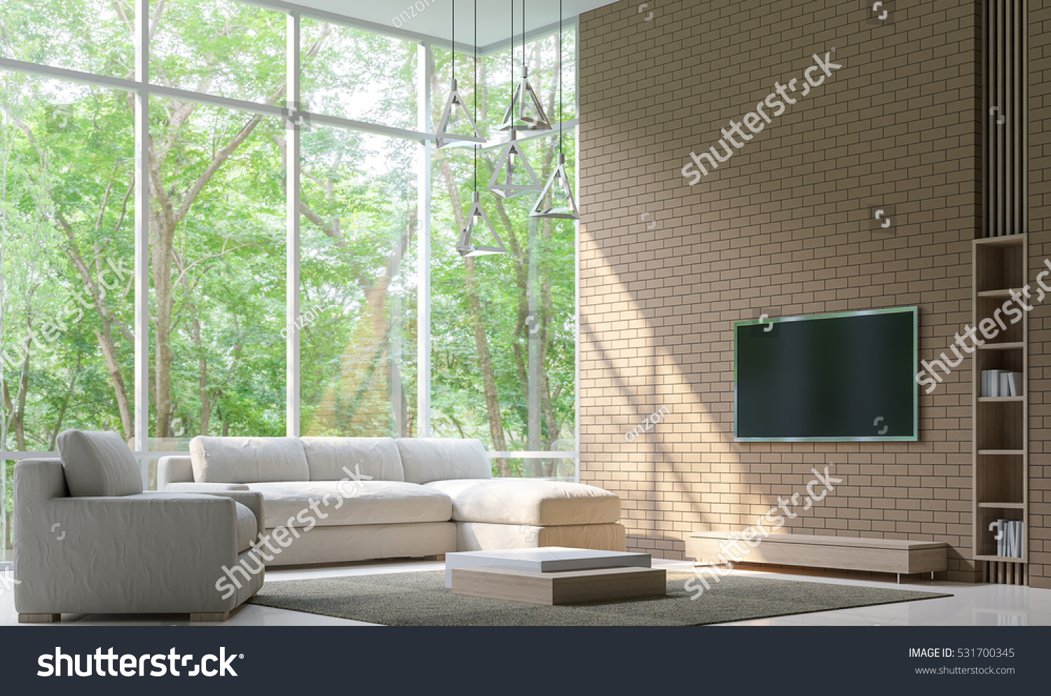 modern living room decorate wall brick stock illustration modern living room decorate wall brick stock illustration