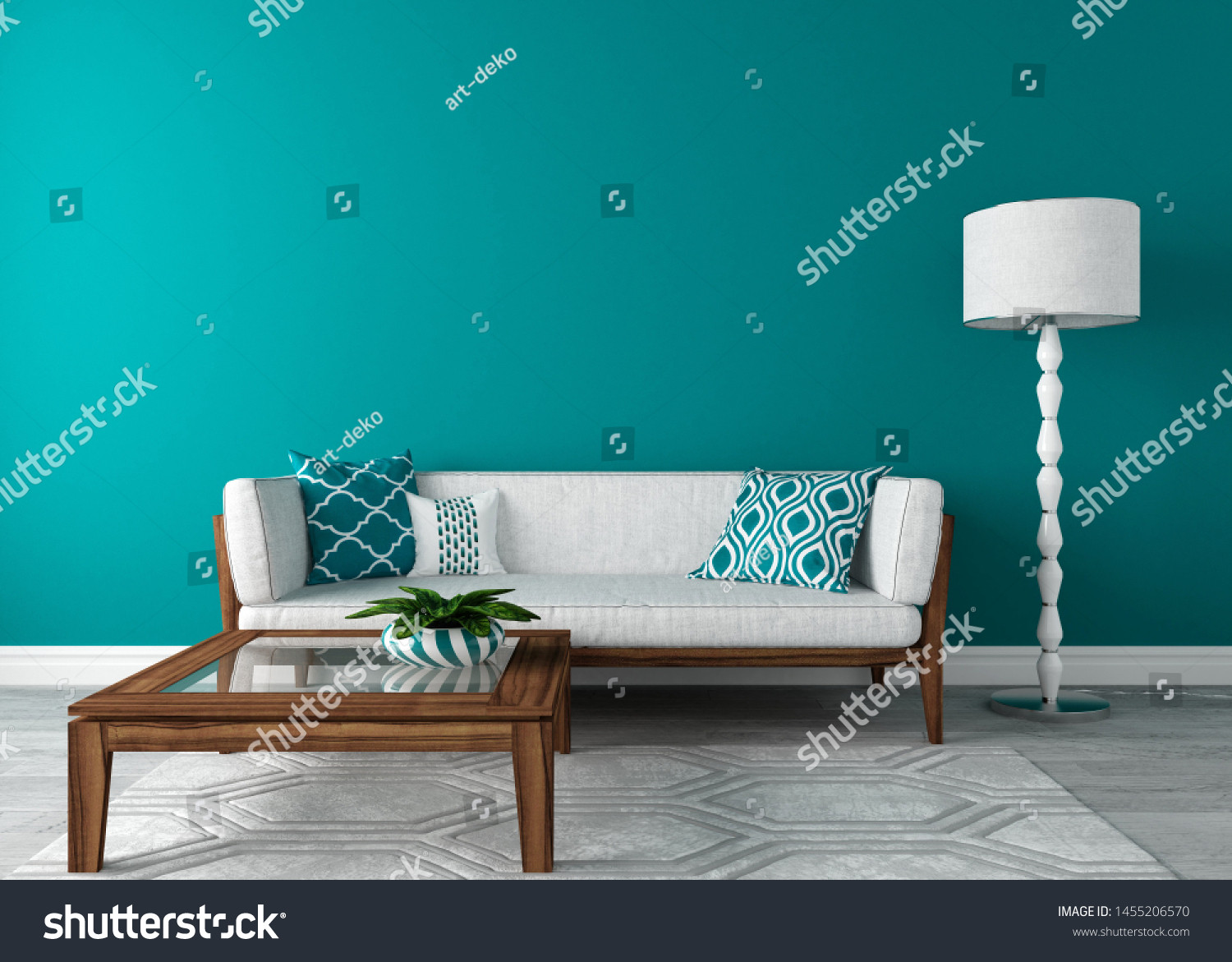 Modern Living Room Color Sea Wave Stock Illustration 1455206570