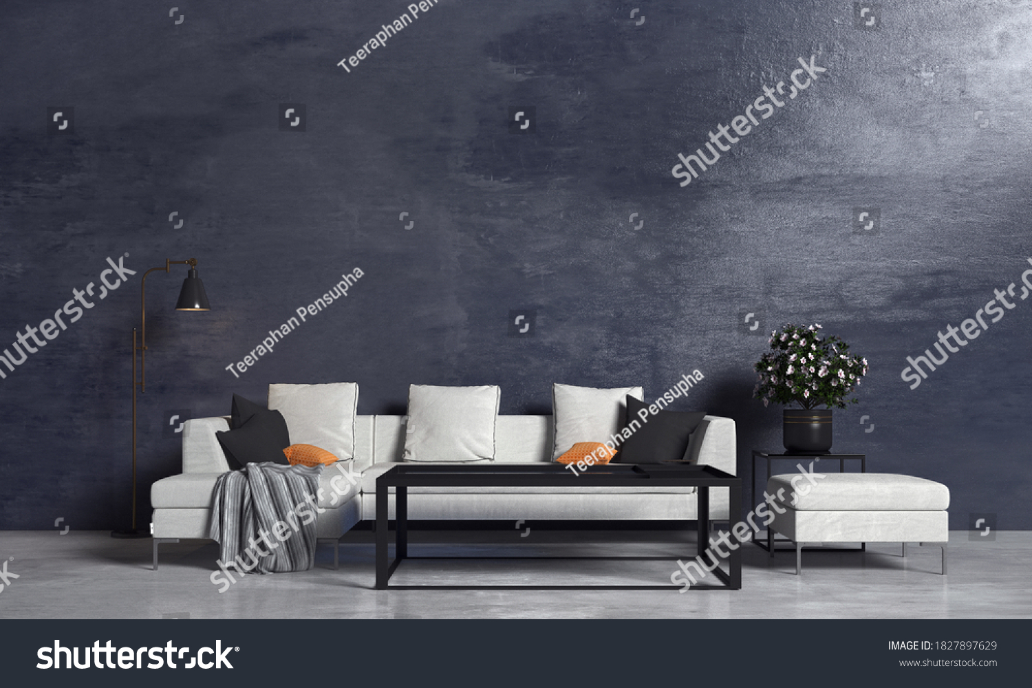 Modern Living Room Interior Design Black Stock Illustration 1827897629