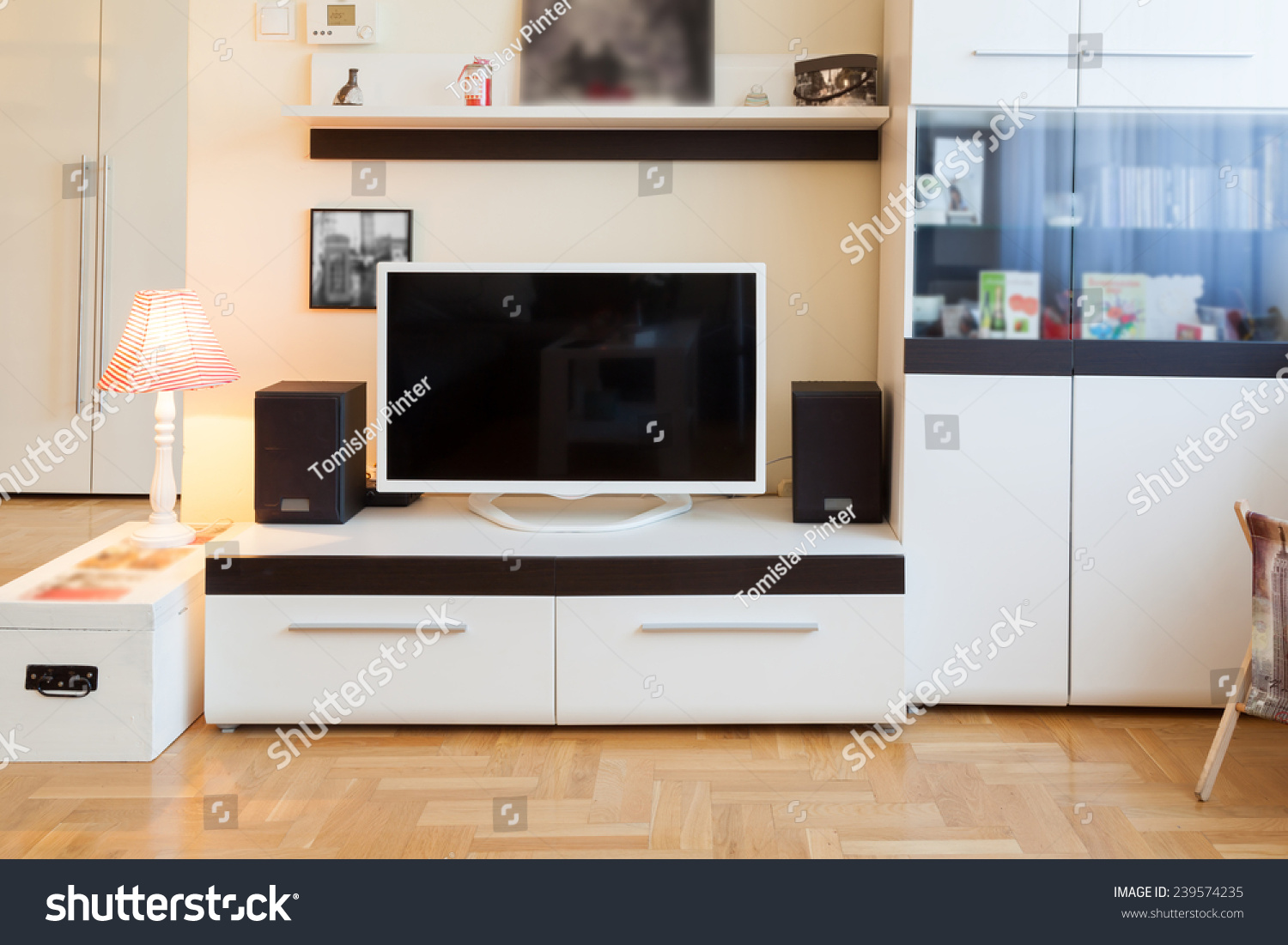 Modern Living Room Tv Speakers Ambient Stock Photo Edit Now 239574235