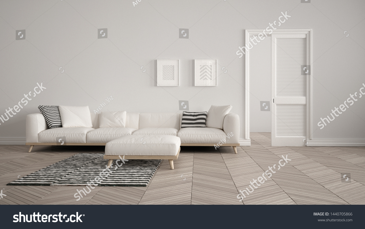 Modern Living Room White Sofa Carpet Stock Illustration 1440705866