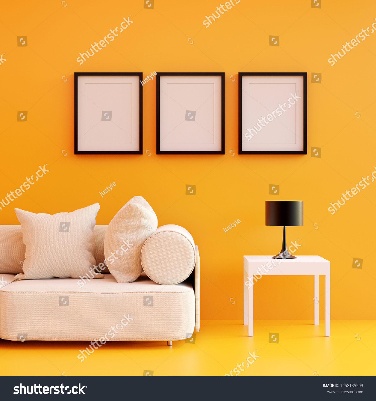 Modern Living Room Yellow Color Sofa Stock Photo Edit Now 1458135509