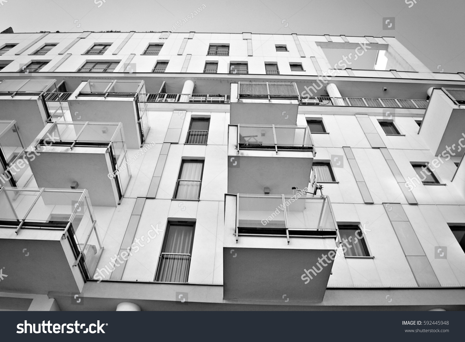 Modern Luxury Apartment Building Black White Stock Photo 592445948 ...