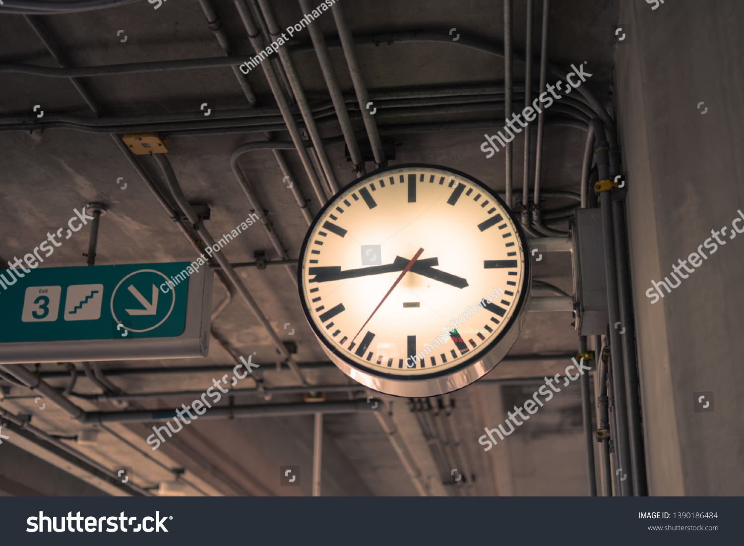 Modern Minimalist Clock Train Station Stock Photo Edit Now 1390186484