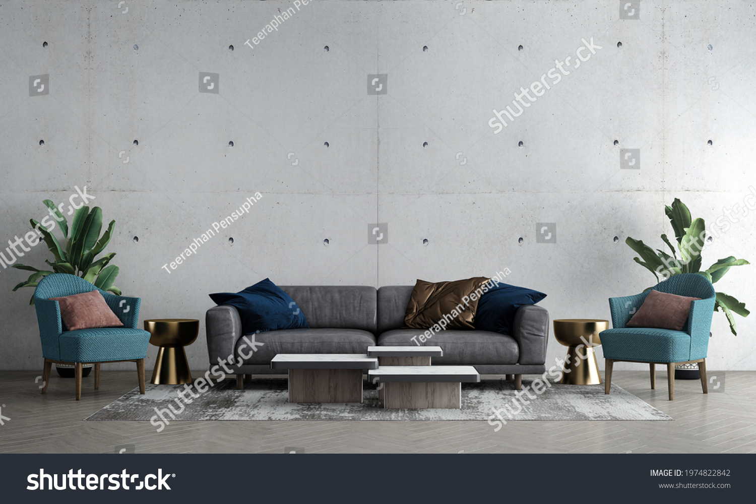 Modern Mock Interior Living Room Design Stock Illustration 1974822842