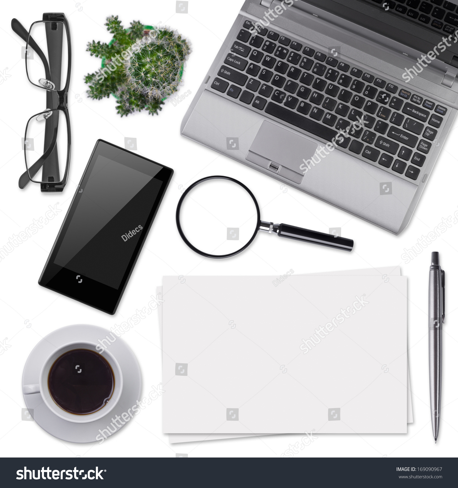 Modern Office Desk Supplies Isolated On Stock Photo Edit Now 169090967