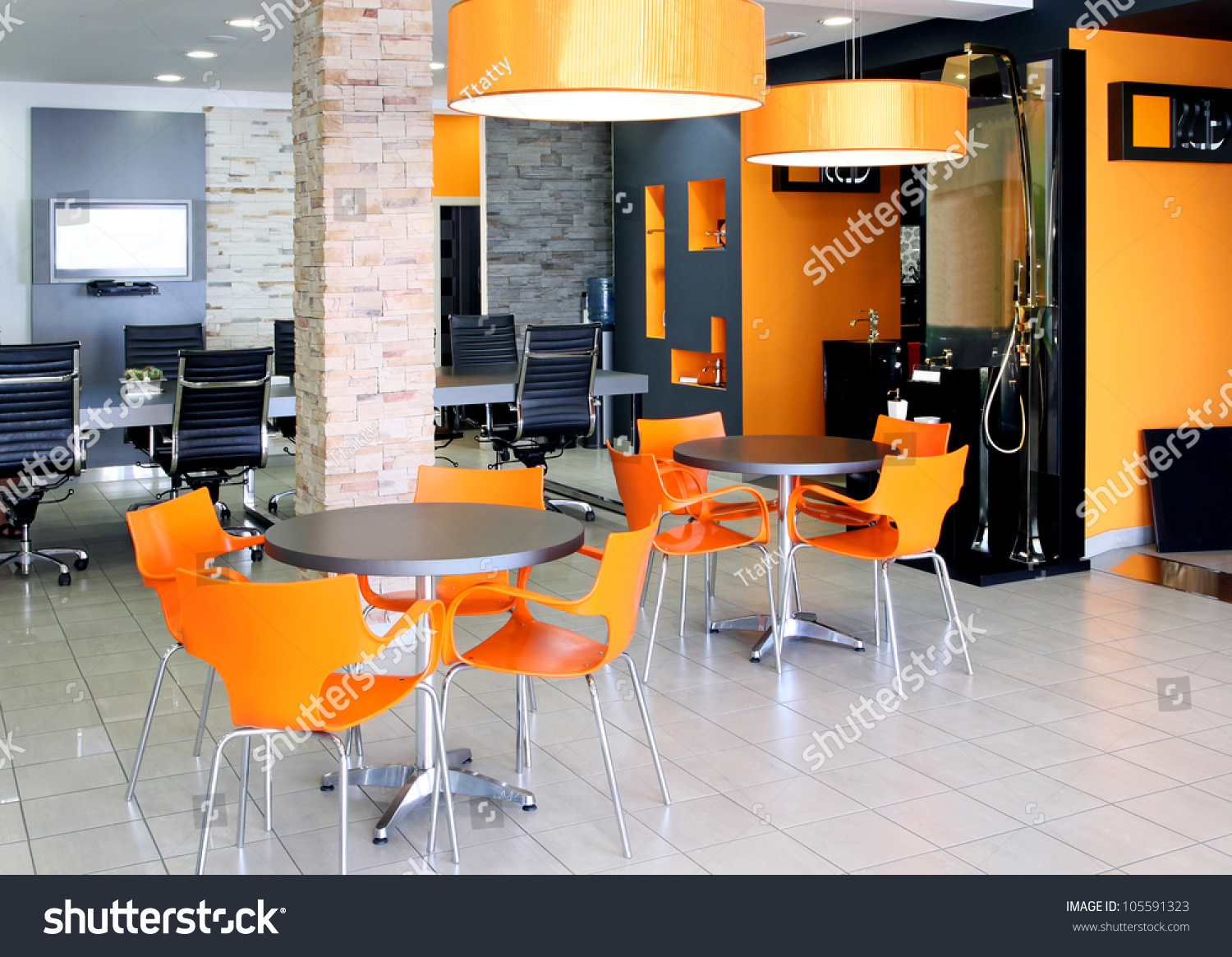 Stock Photo Modern Office Space With Bright Orange Furniture 105591323 