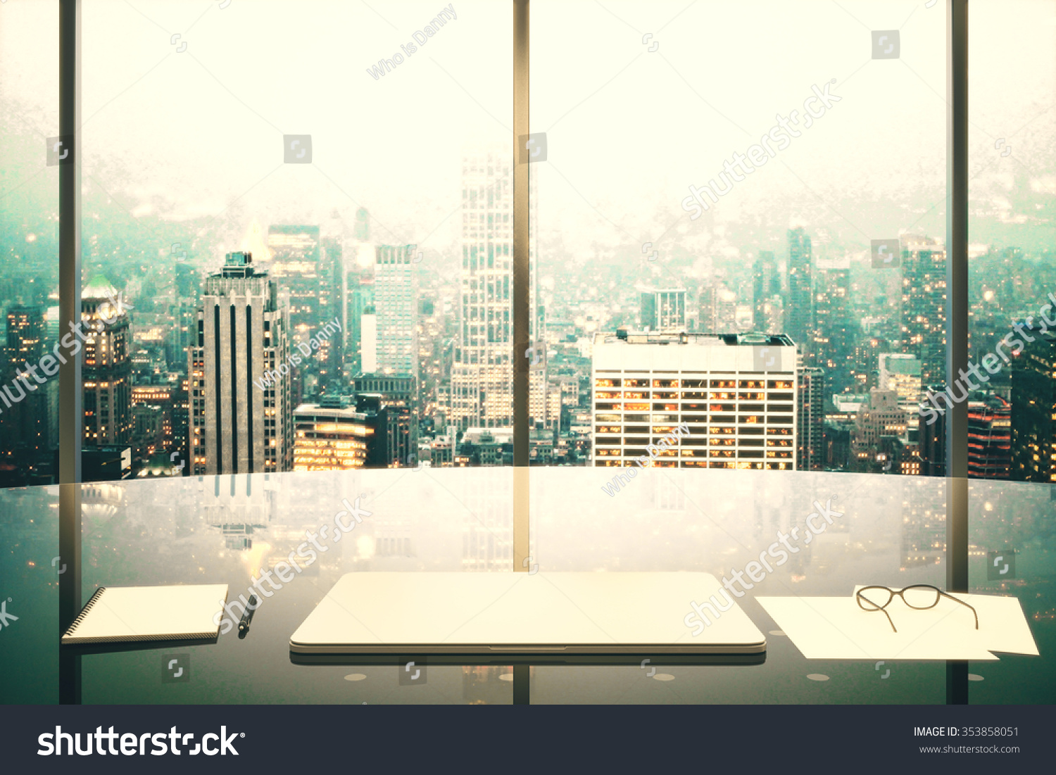 Modern Office Big Windows Glassy Table Stock Photo 353858051 - Shutterstock