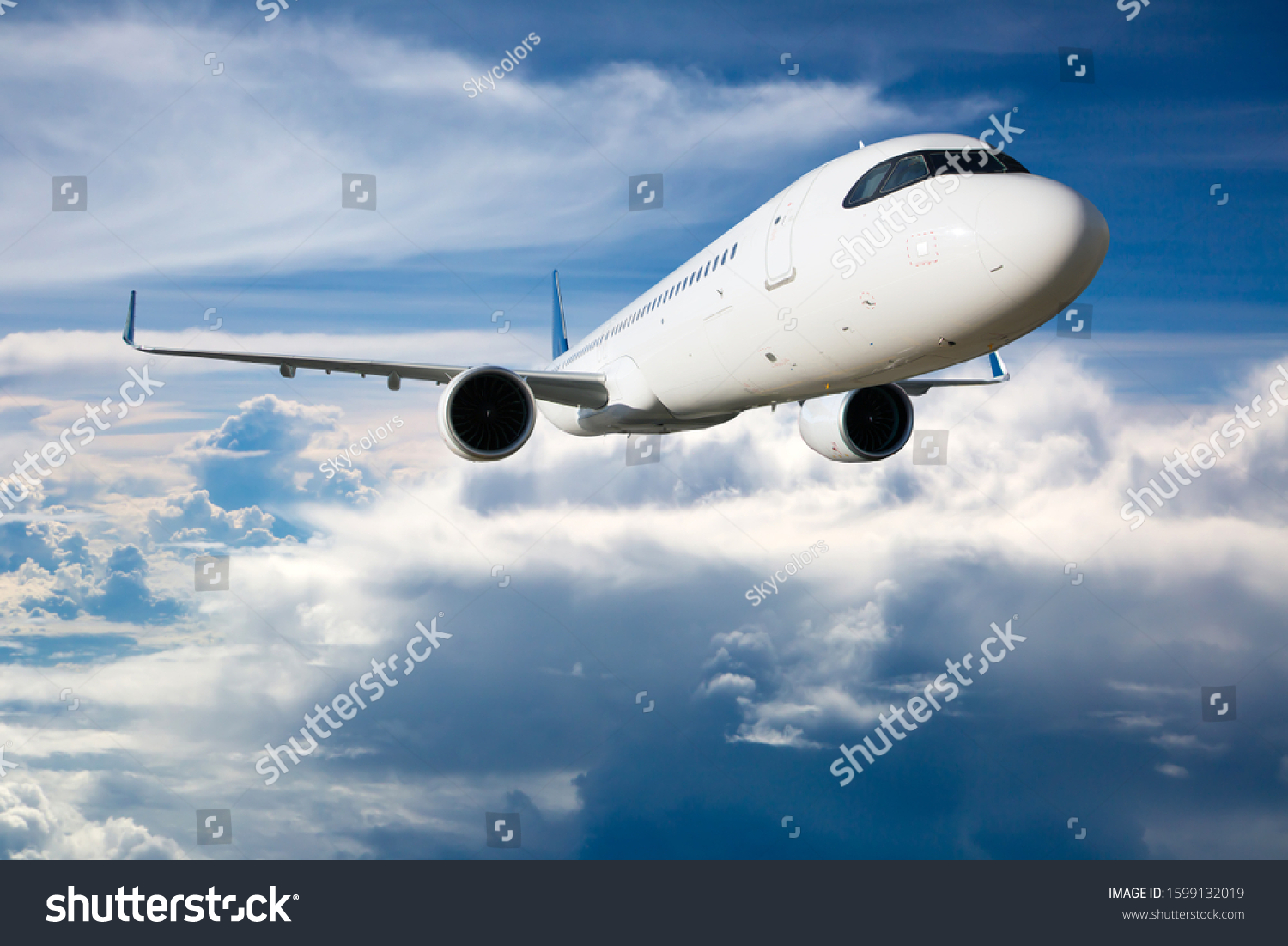 Modern Passenger Plane Flight Aircraft Flies Stock Photo 1599132019 ...