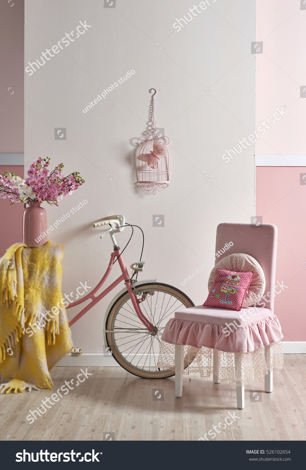 Modern Pink White Wall Decorative Interior Stock Photo Edit Now 526102654