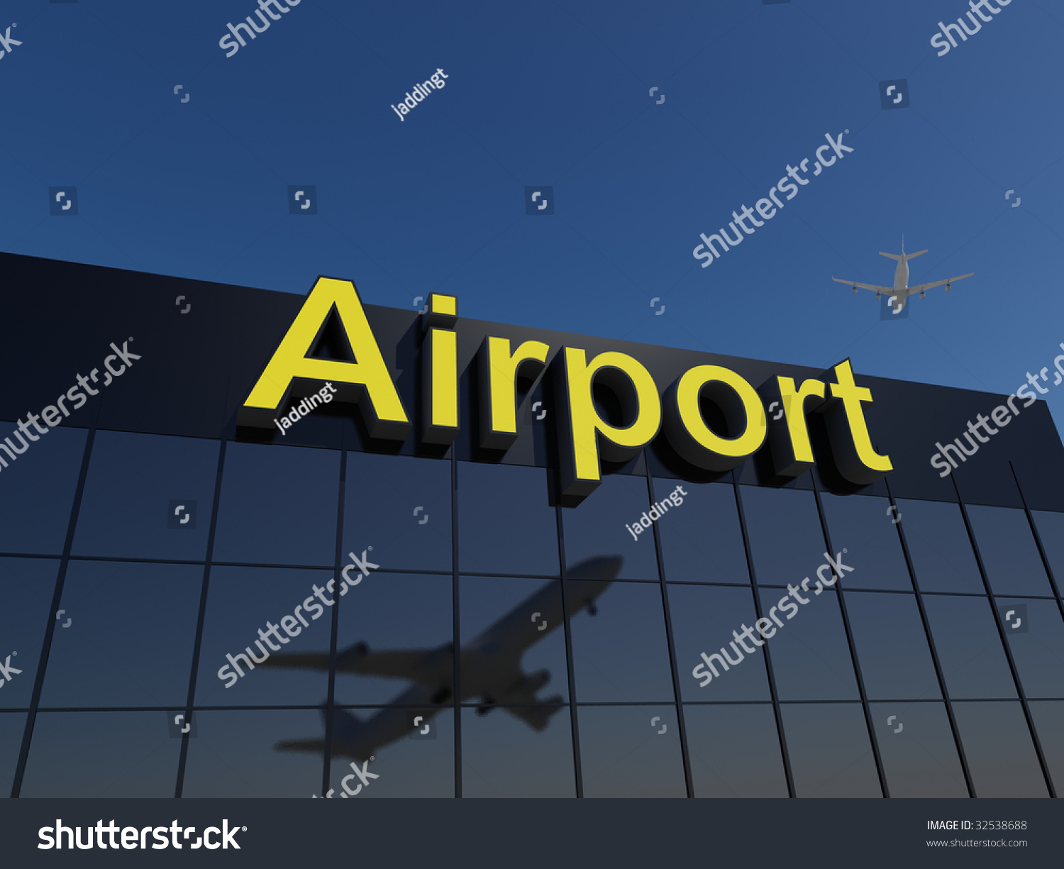 Modern Reflective Glass Airport Terminal Building Stock Photo 32538688 ...