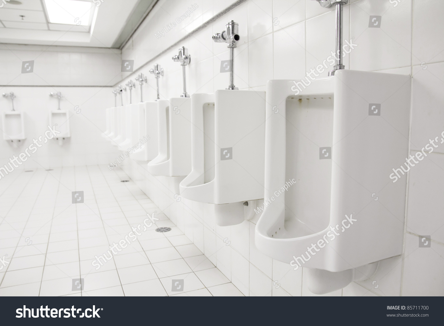 Modern Restroom Interior With Urinal Row Stock Photo 85711700 ...