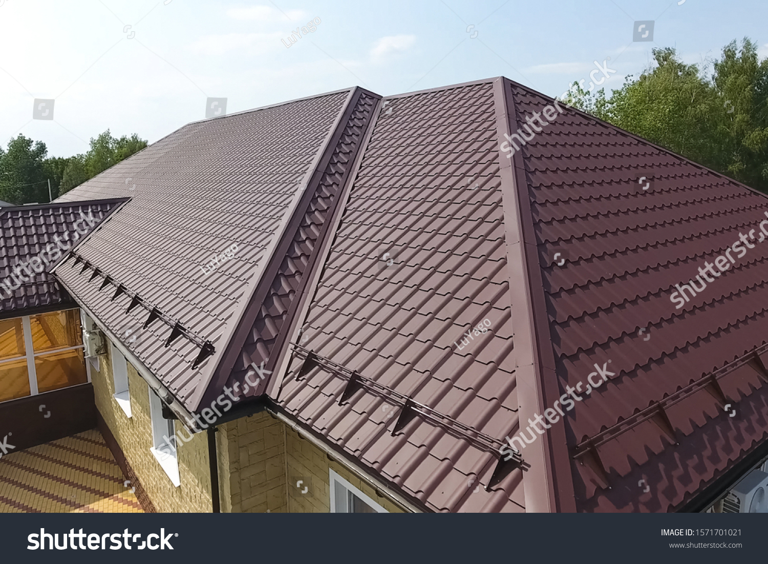 Modern Roof Made Metal Corrugated Metal Stock Photo 1571701021 ...