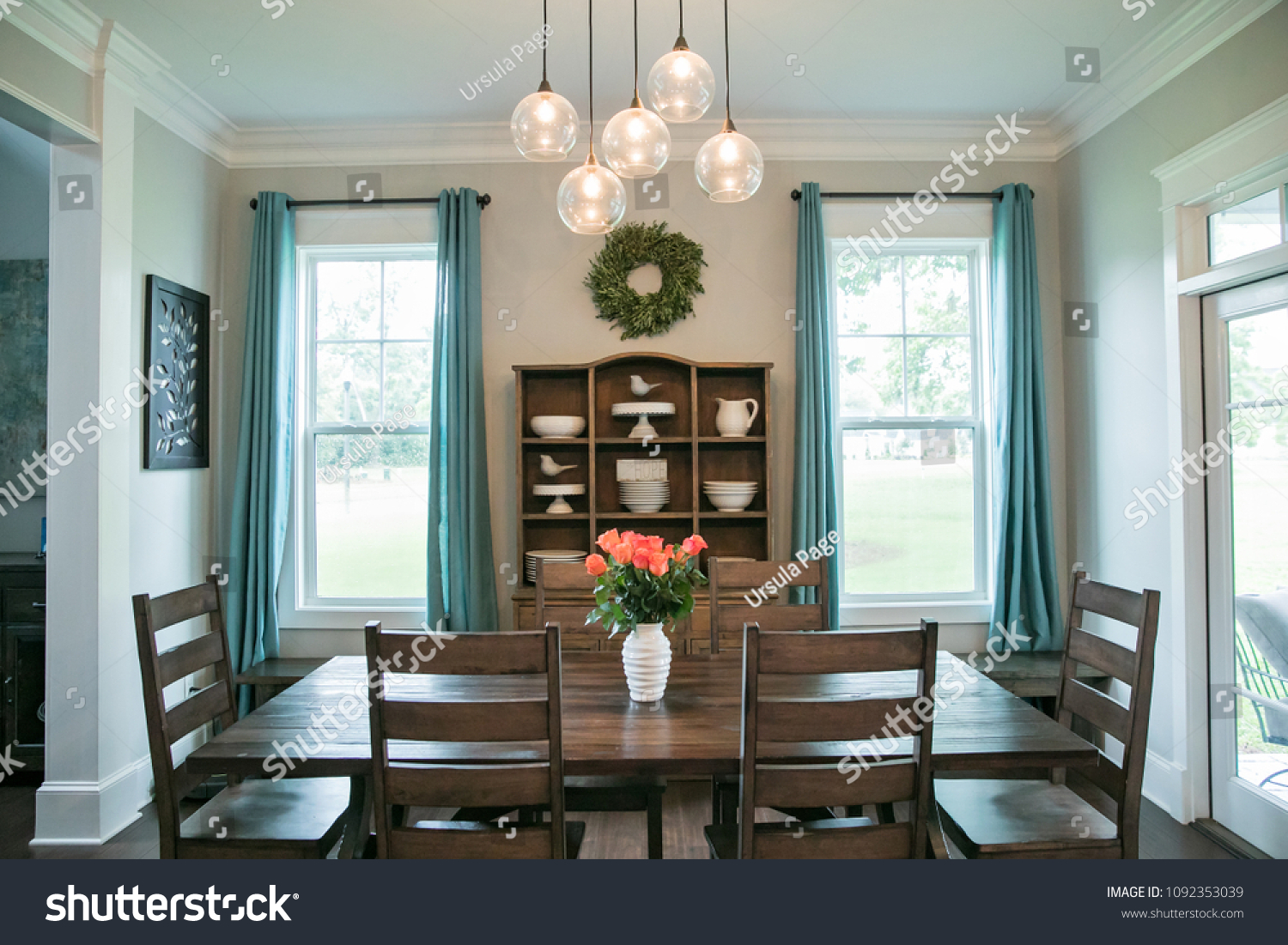 Modern Rustic Farmhouse Style Wood Dining Stock Photo Edit Now 1092353039