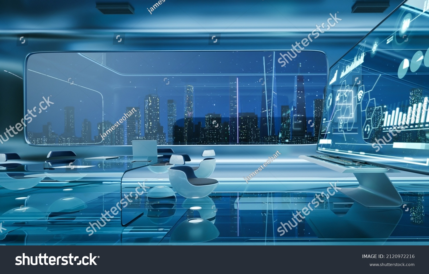 Modern Scifi Futuristic Interior Office Design Stock Illustration ...