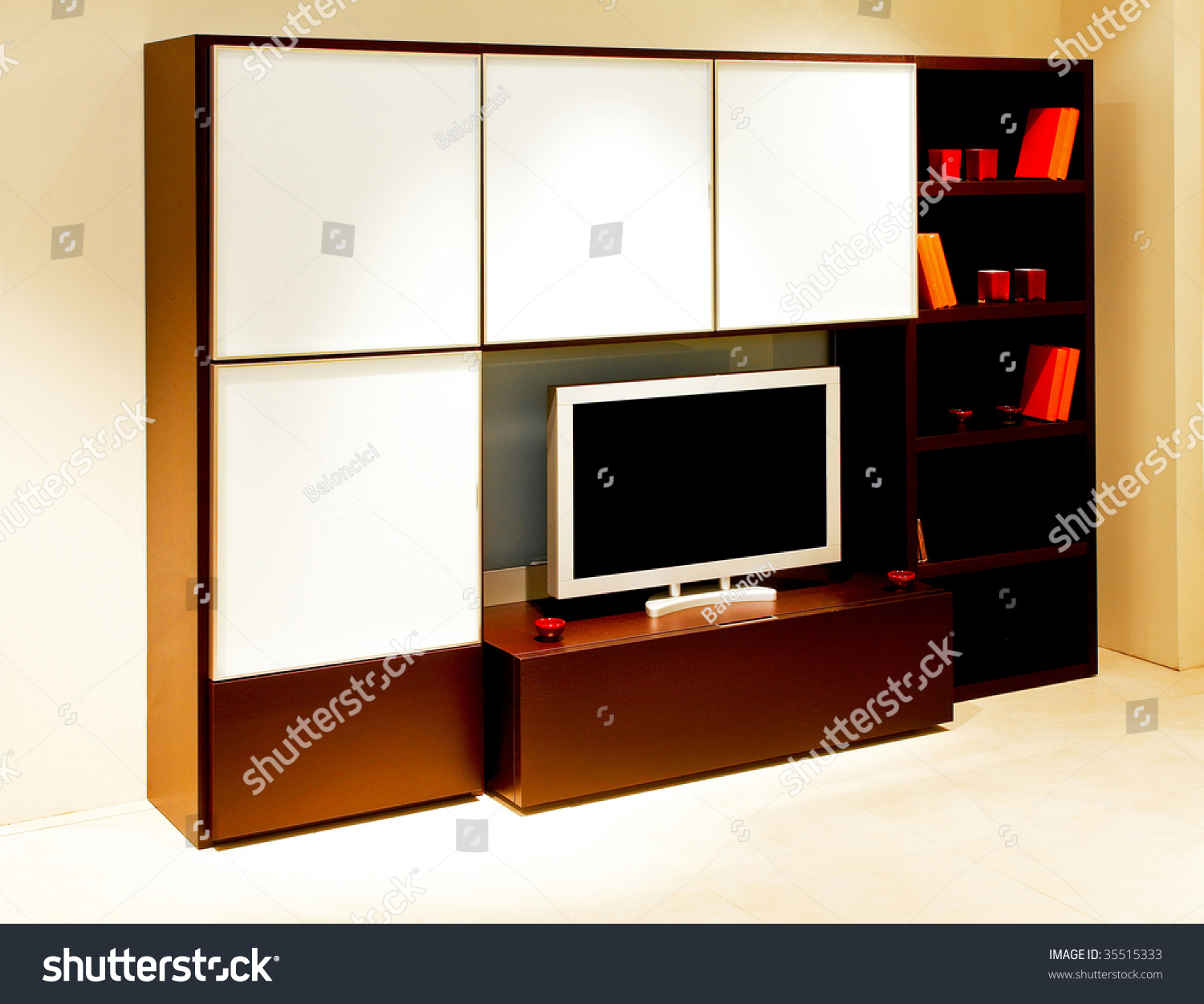 Modern Tv Stand Book Shelf On Stock Photo Edit Now 35515333