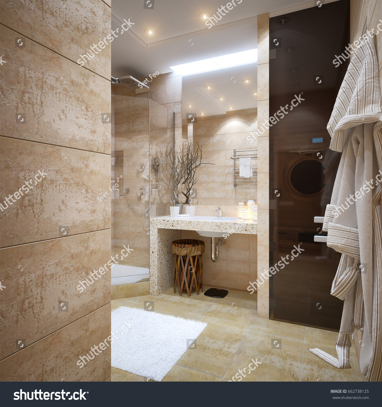 Modern Urban Contemporary Bathroom Interior Design Stock Illustration ...