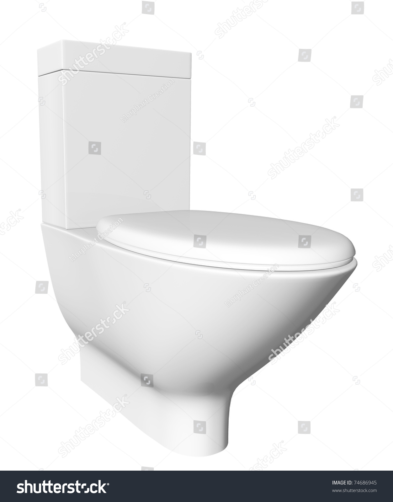 Modern White Ceramic And Acrylic Toilet Bowl And Lid, Isolated Against ...