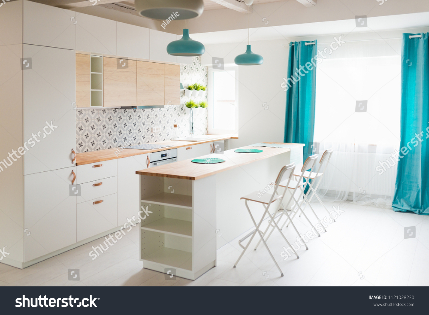 Modern White Kitchen Cabinets Induction Hob Stock Photo Edit Now