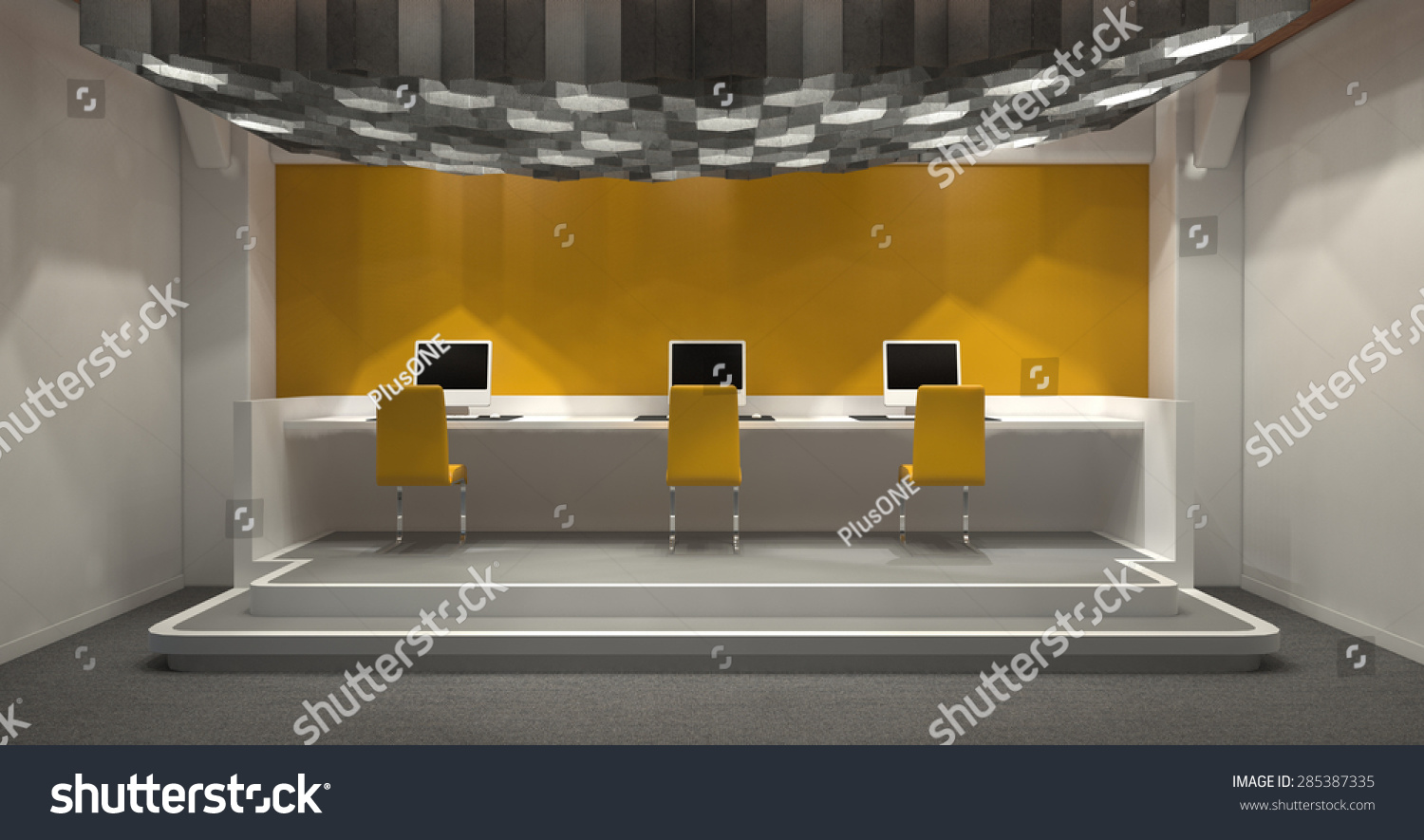 modern windowless internet cafe yellow grey stock illustration modern windowless internet cafe yellow grey stock illustration