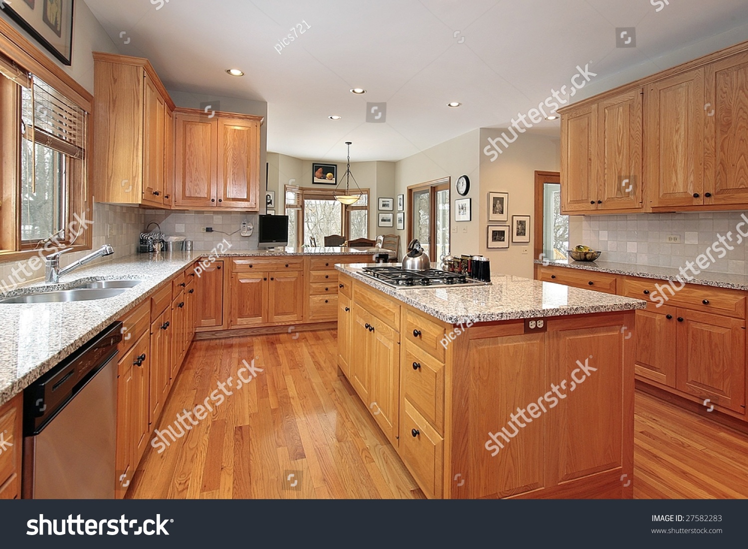 Modern Wood Kitchen Island Stock Photo Edit Now 27582283