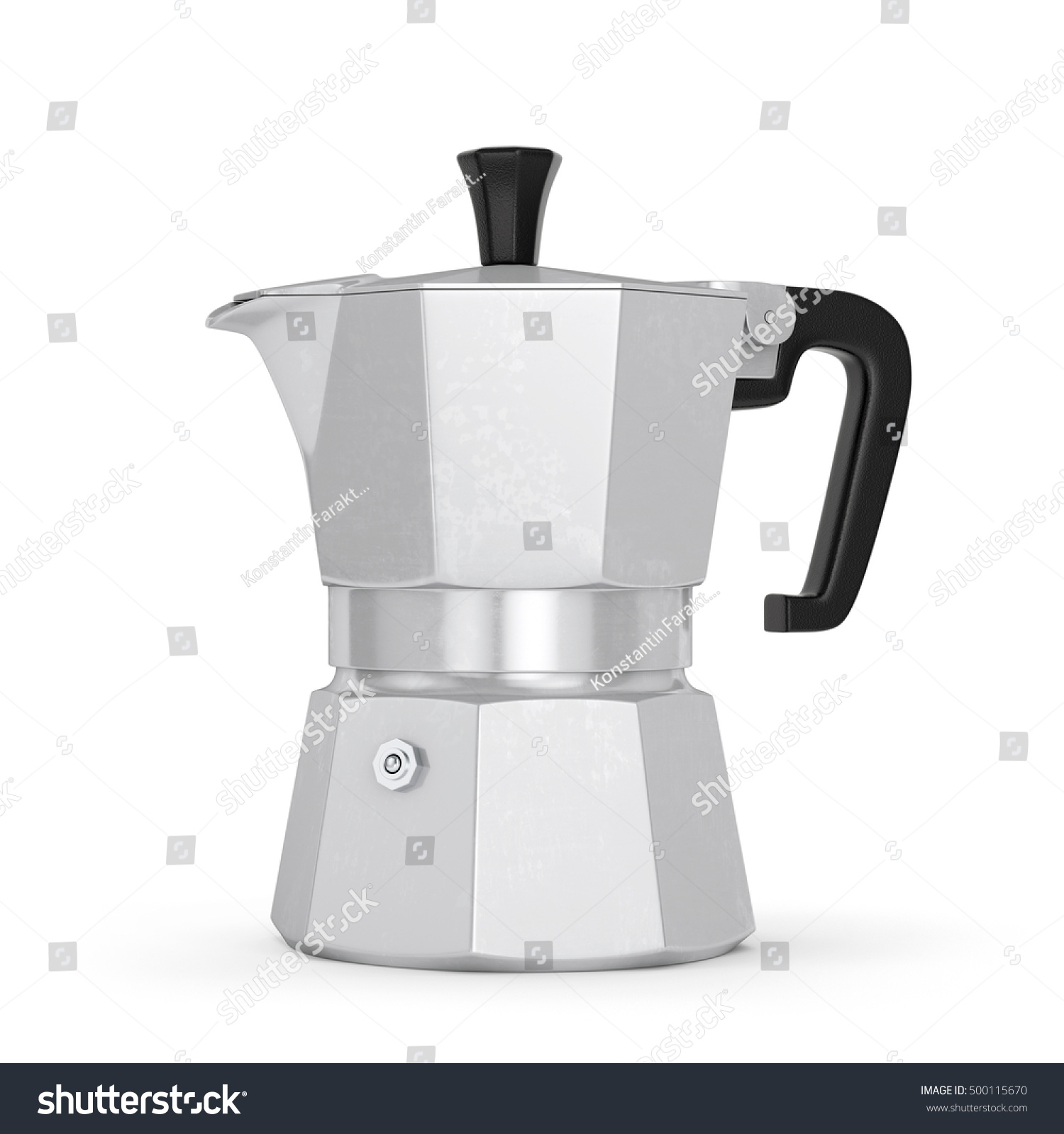 Metal Italian Espresso Maker Isolated On White Background 3D Illustration Metal Italian Espresso Maker Isolated On White Background 3D Illustration