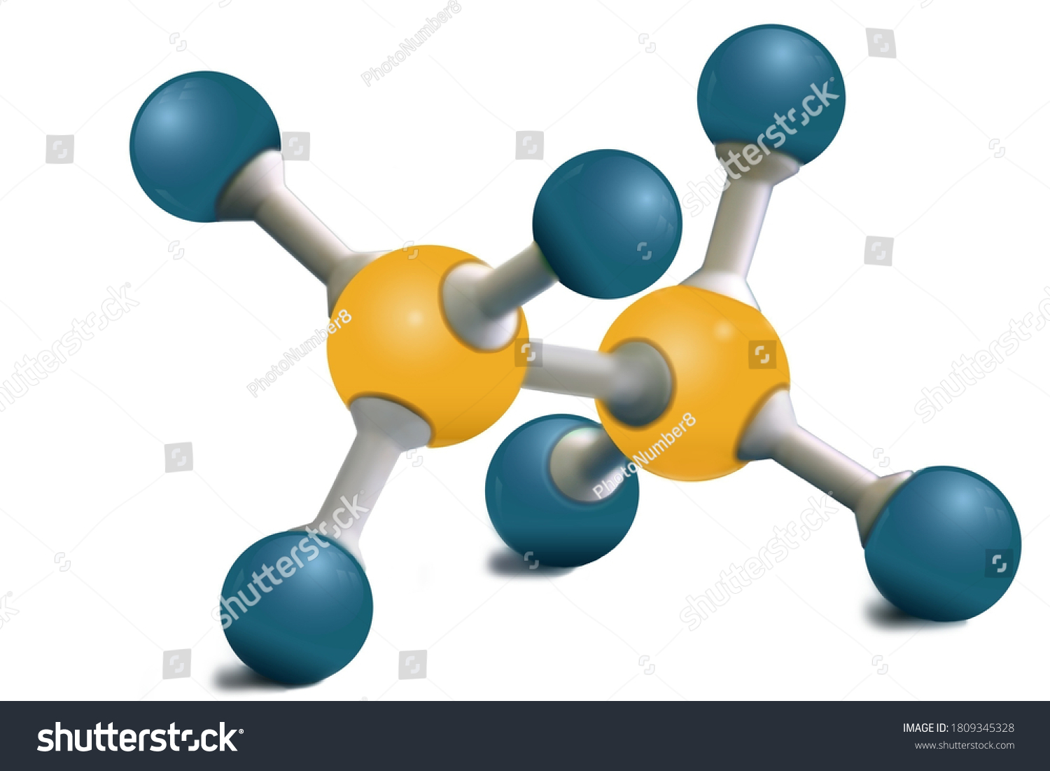 Molecular Model Ethane Molecule Isolated Molecular Stock Illustration ...