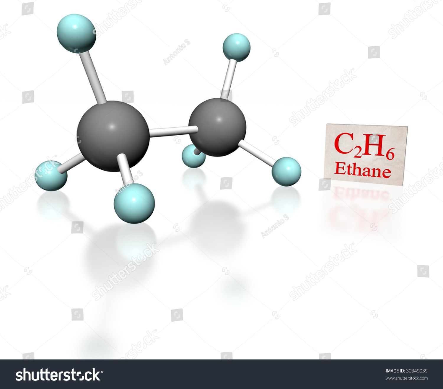 Molecular Model Ethane Label On White Stock Illustration 30349039