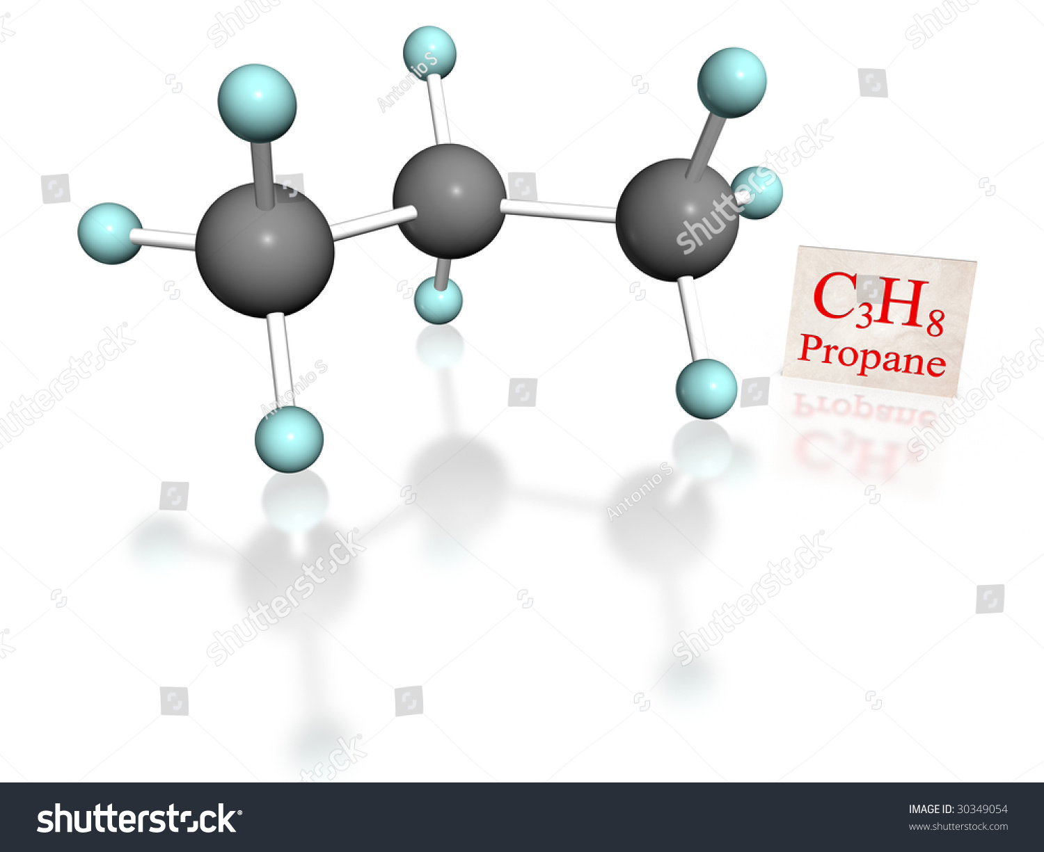 Molecular Model Of Propane With Label On White Background Stock Photo ...