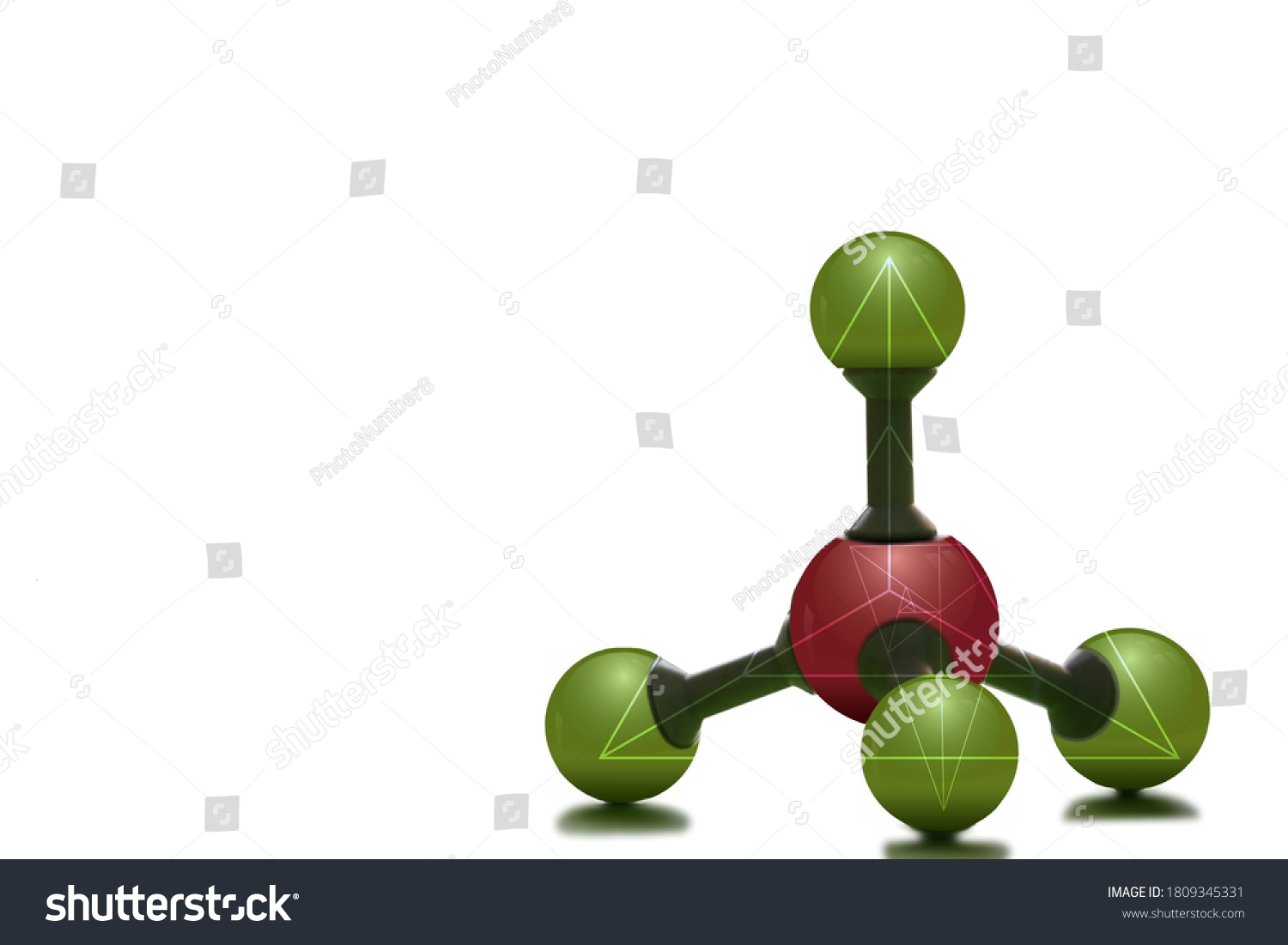 Molecular Model Tetrahedral Molecular Geometry Vsepr ภาพประกอบสต็อก 1809345331 6610