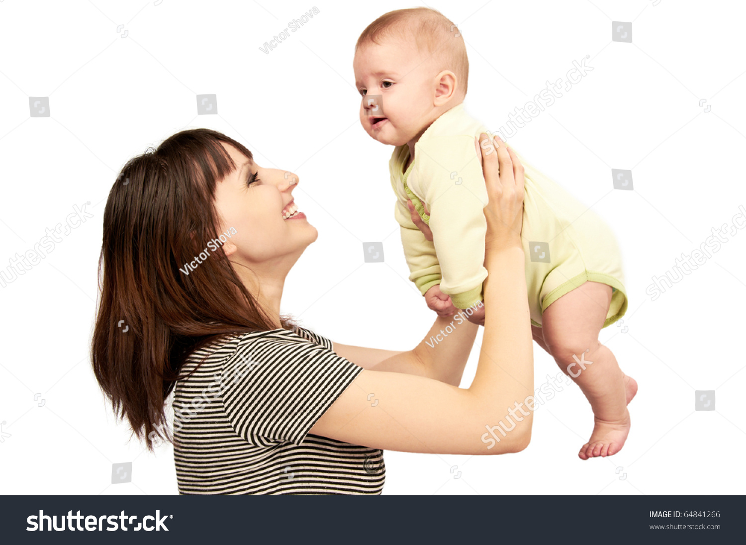 Mom Lifting Her Baby Over White Stock Photo 64841266 - Shutterstock