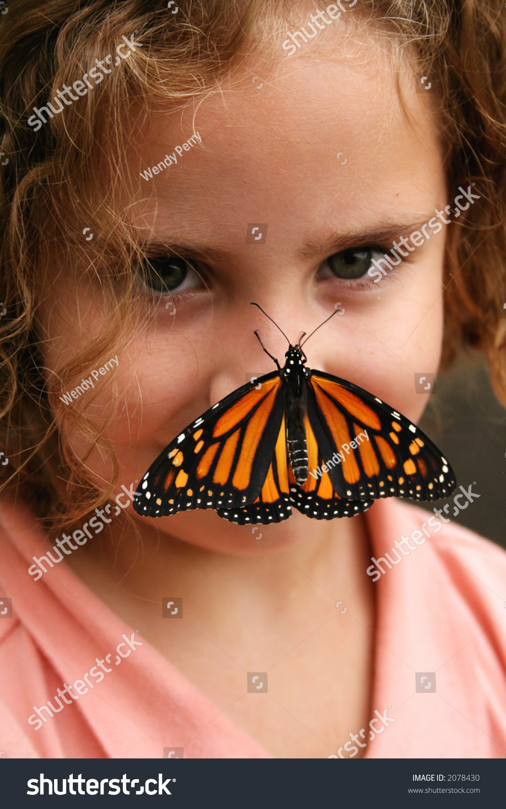 Monarch Butterfly On Girl'S Nose Stock Photo 2078430 : Shutterstock