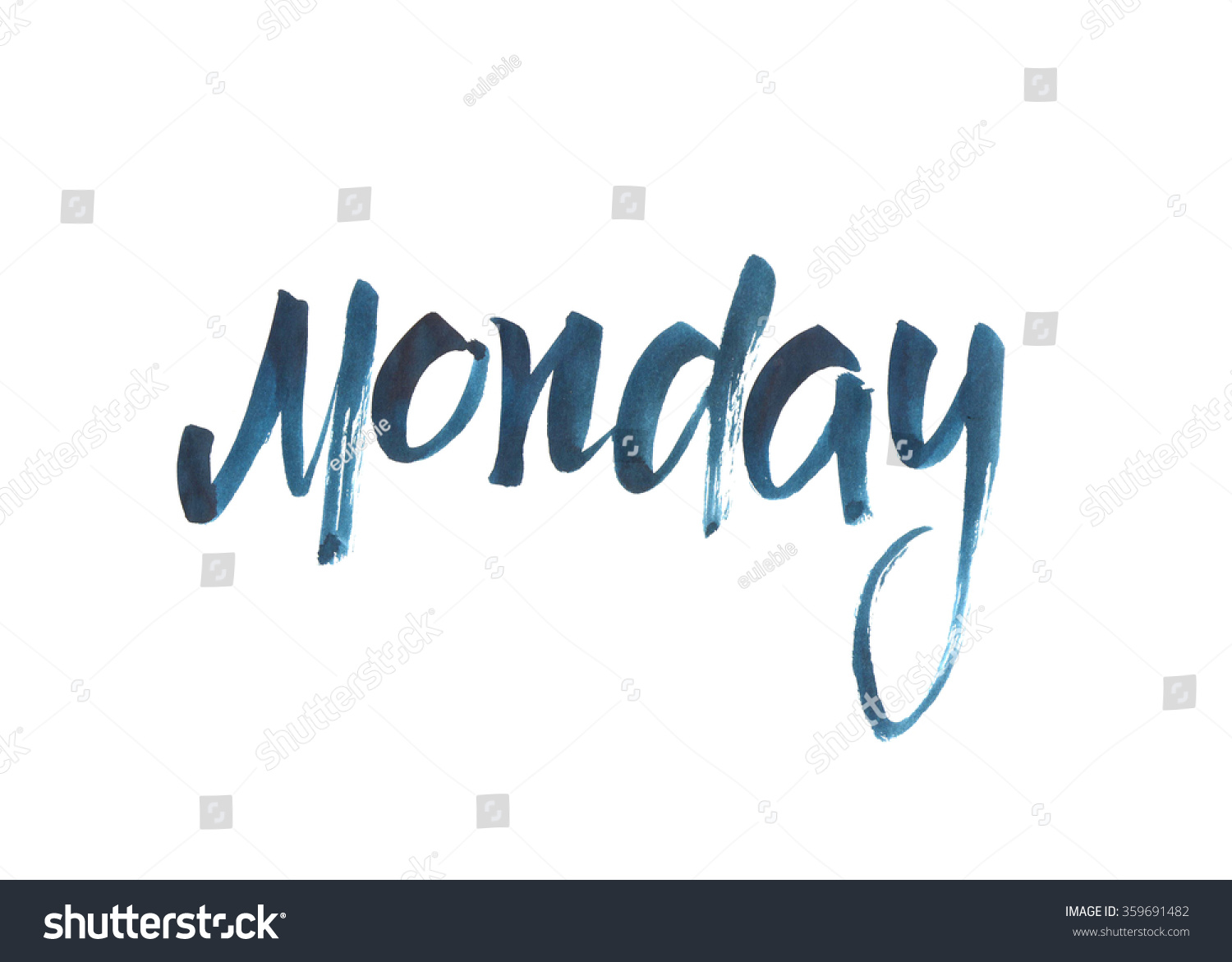 Monday Hand Written Brush Typography Isolated Stock Photo 359691482 ...