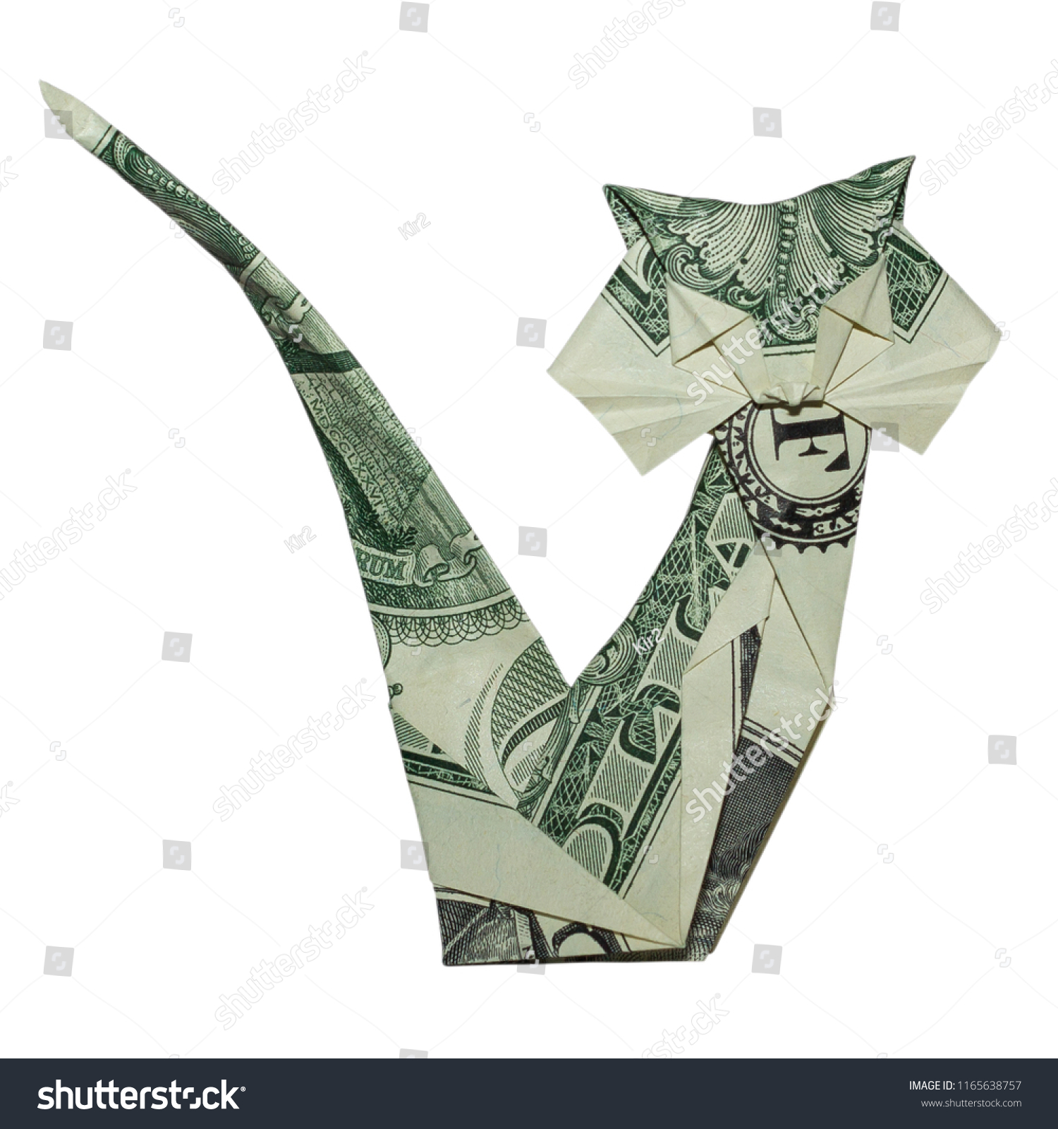 Money Origami Jowly Cat Folded Real Stock Photo Edit Now