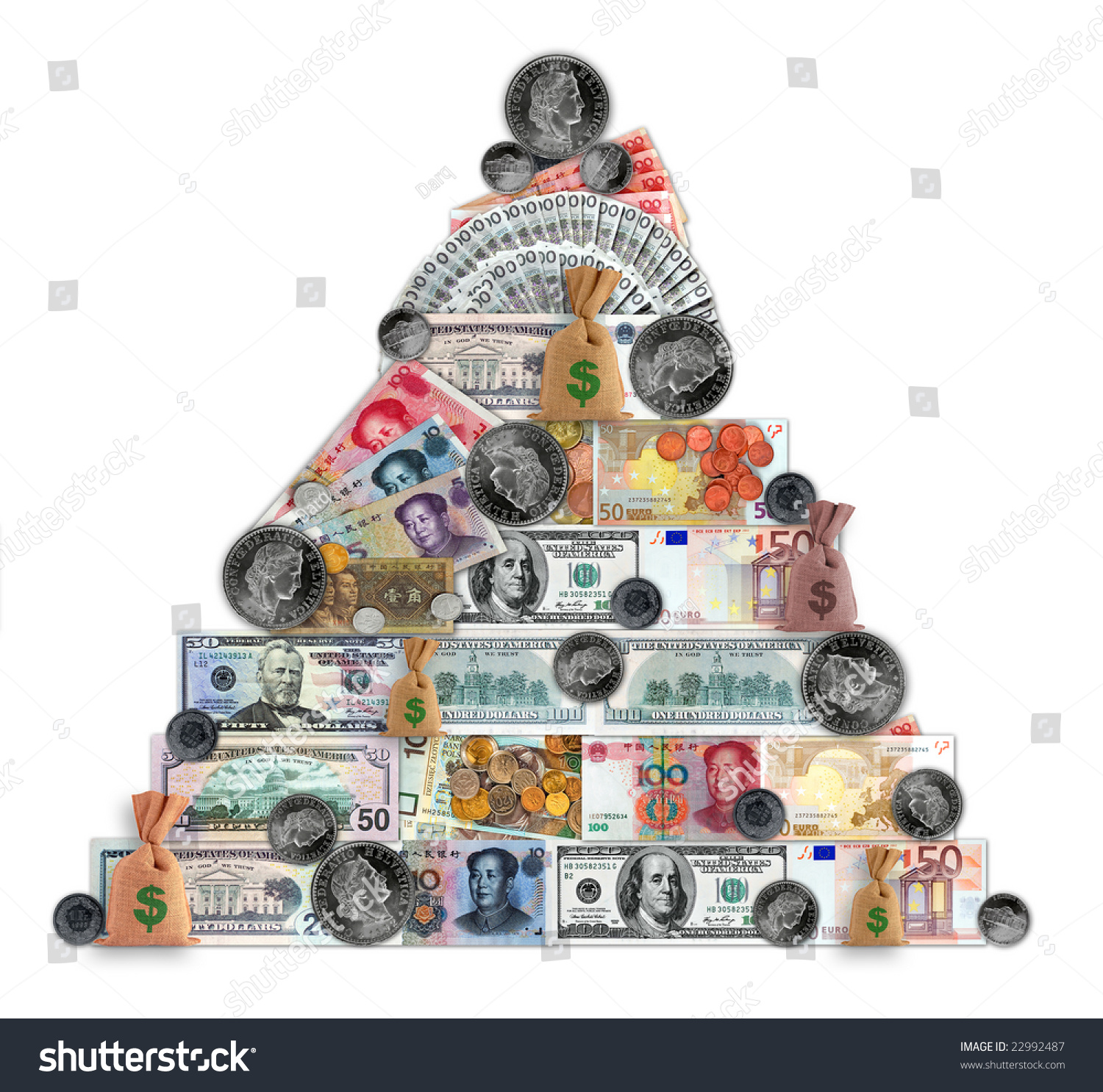 Money Pyramid Contain Different Currencies Banknotes Stock Photo (Edit ...