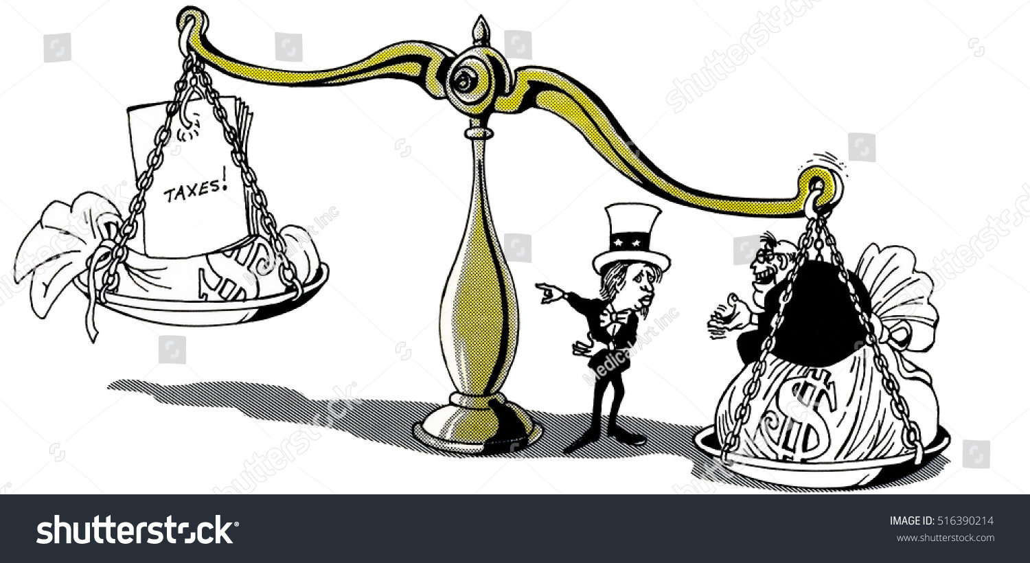 Money Scales Showing Taxes Tax Man Stock Illustration