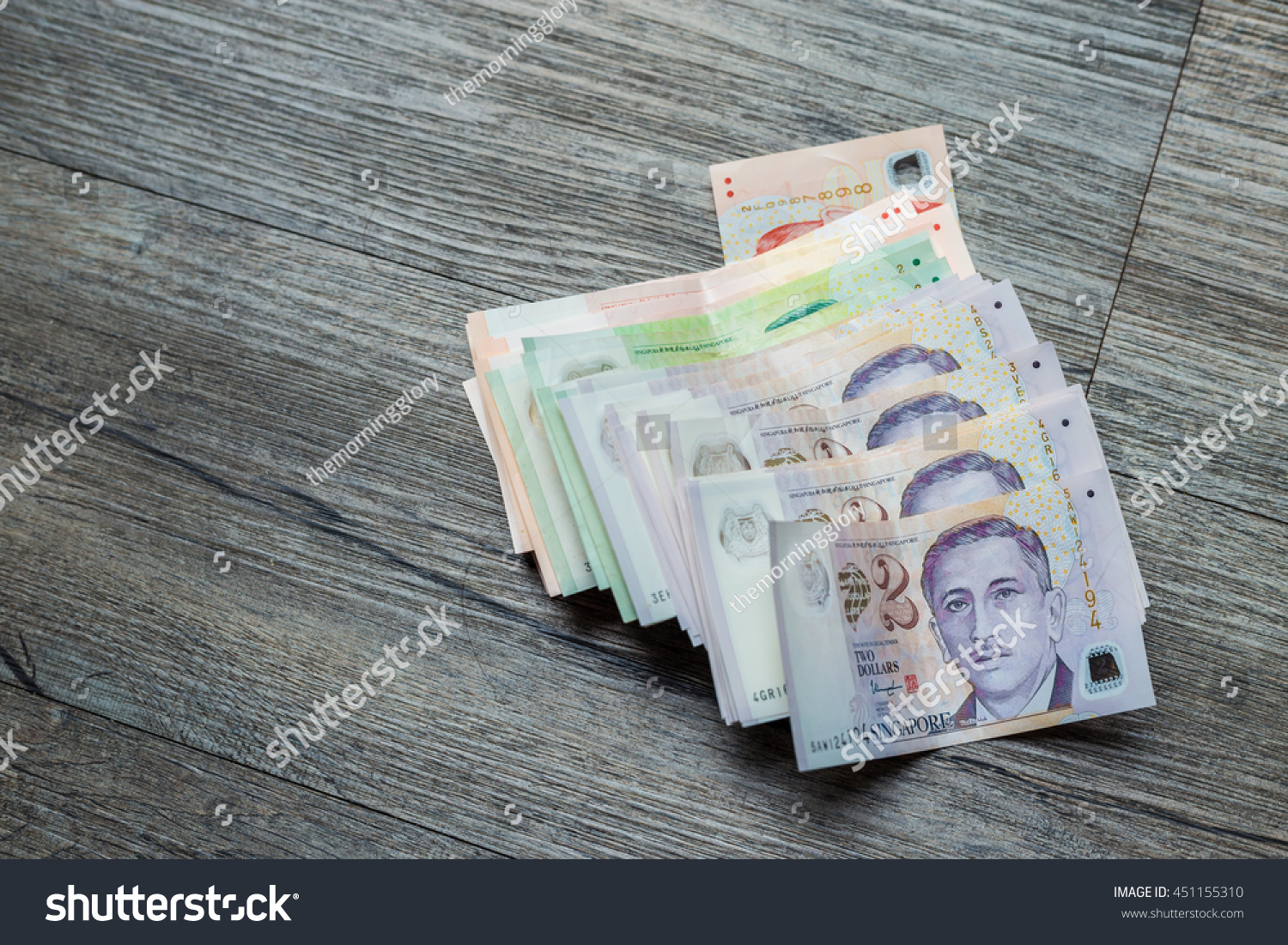 Money Wood Industry Singapore Currency Spread Stock Photo 