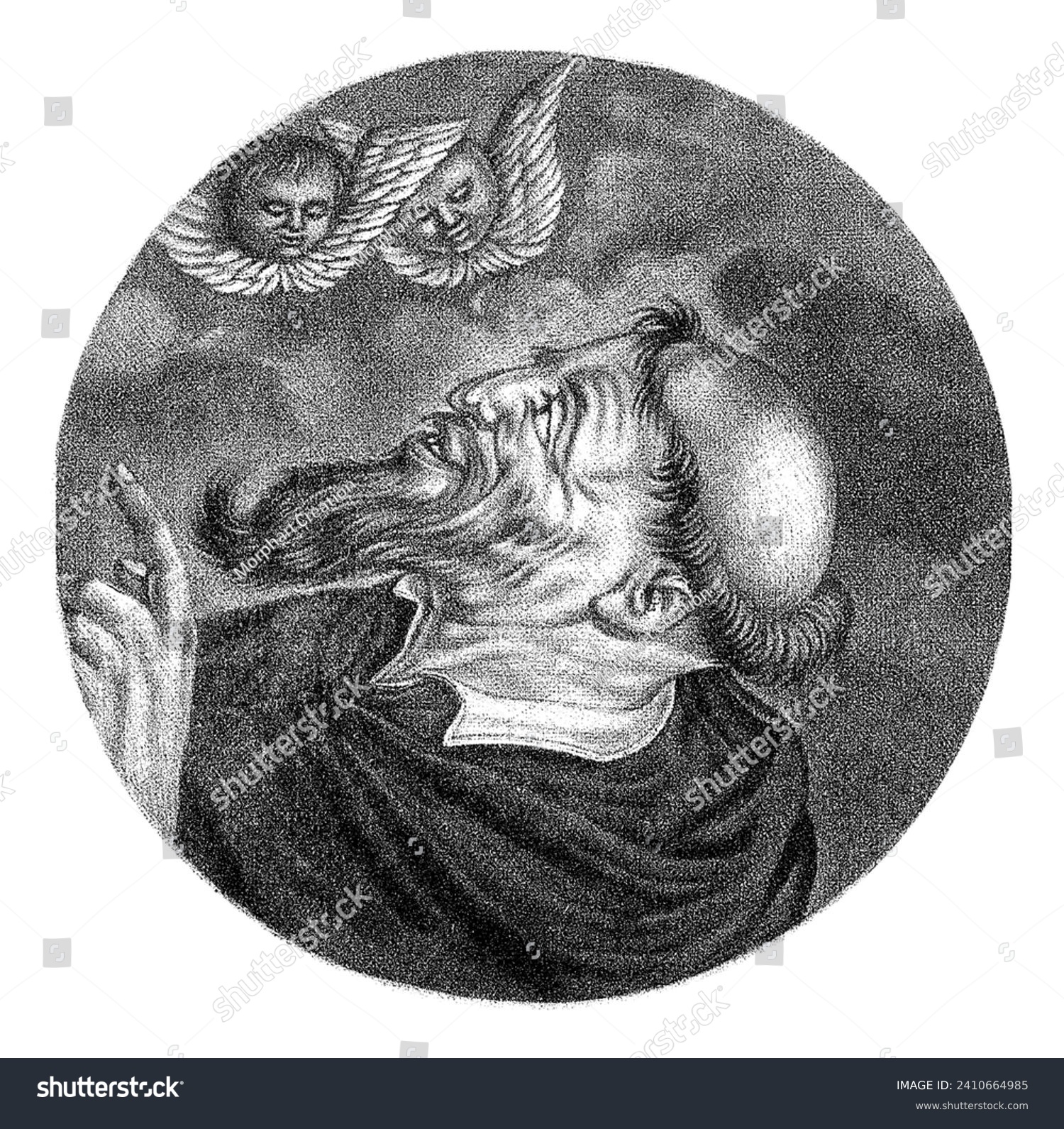 recommend clip art: Monk with Angels, Jacob Gole, after Cornelis Dusart, 1693 - 1700 A monk looks at two angels. The print is part of a series of caricatures of the French clergy under Louis XIV.