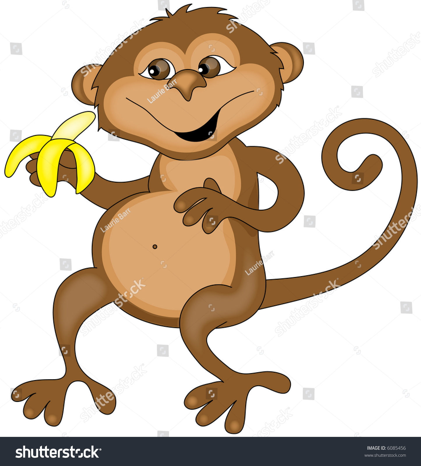 Monkey Holding Peeled Banana Illustration Stock Illustration 6085456 ...