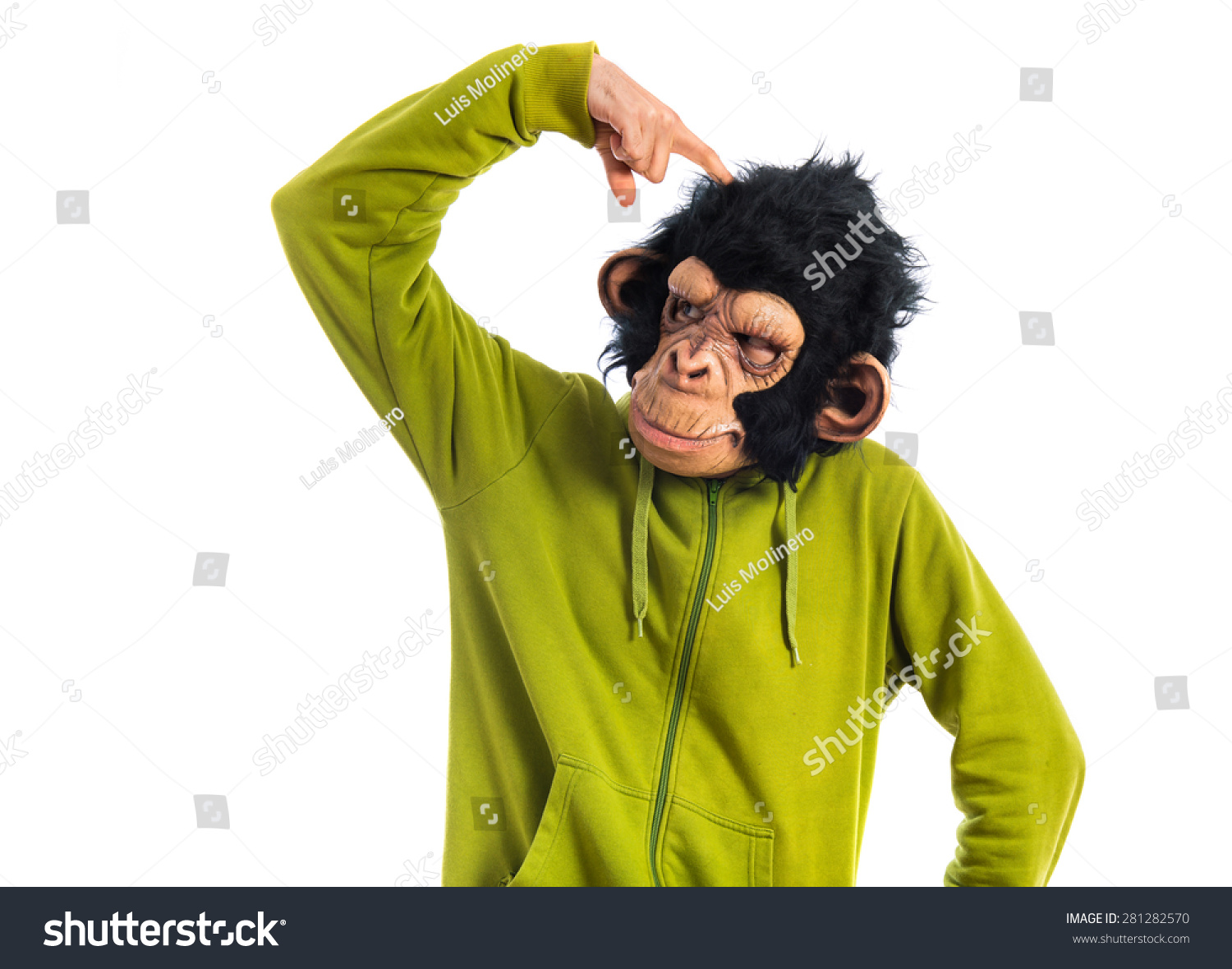 Monkey Man Thinking Over White Background Stock Photo Shutterstock