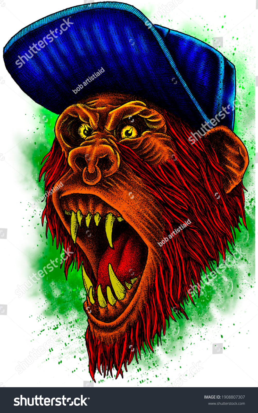 Monkey Skater High Quality Illustrator Art Stock Illustration