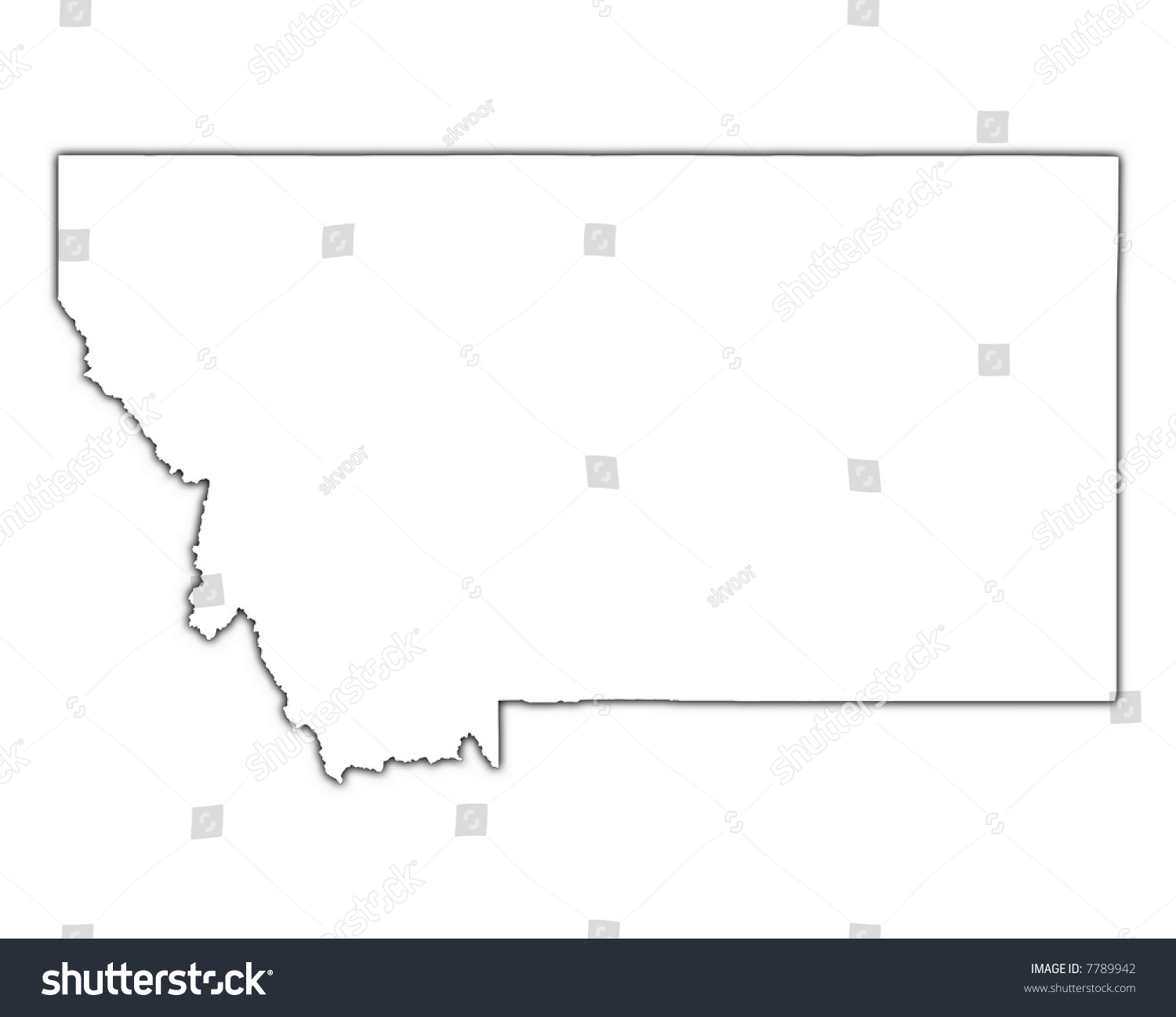 Montana Usa Outline Map Shadow Detailed Stock Illustration 7789942   Stock Photo Montana Usa Outline Map With Shadow Detailed Mercator Projection 7789942 