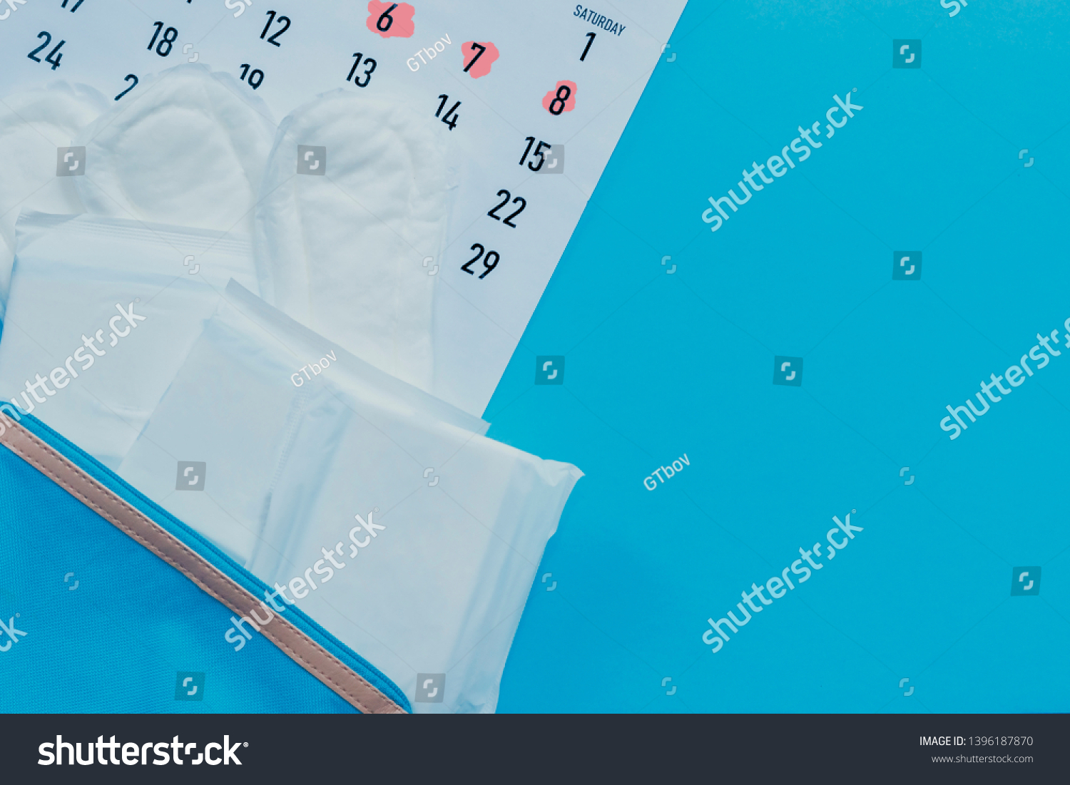 Monthly Calendar Sanitary Pads Menstruation Cycle Stock Photo