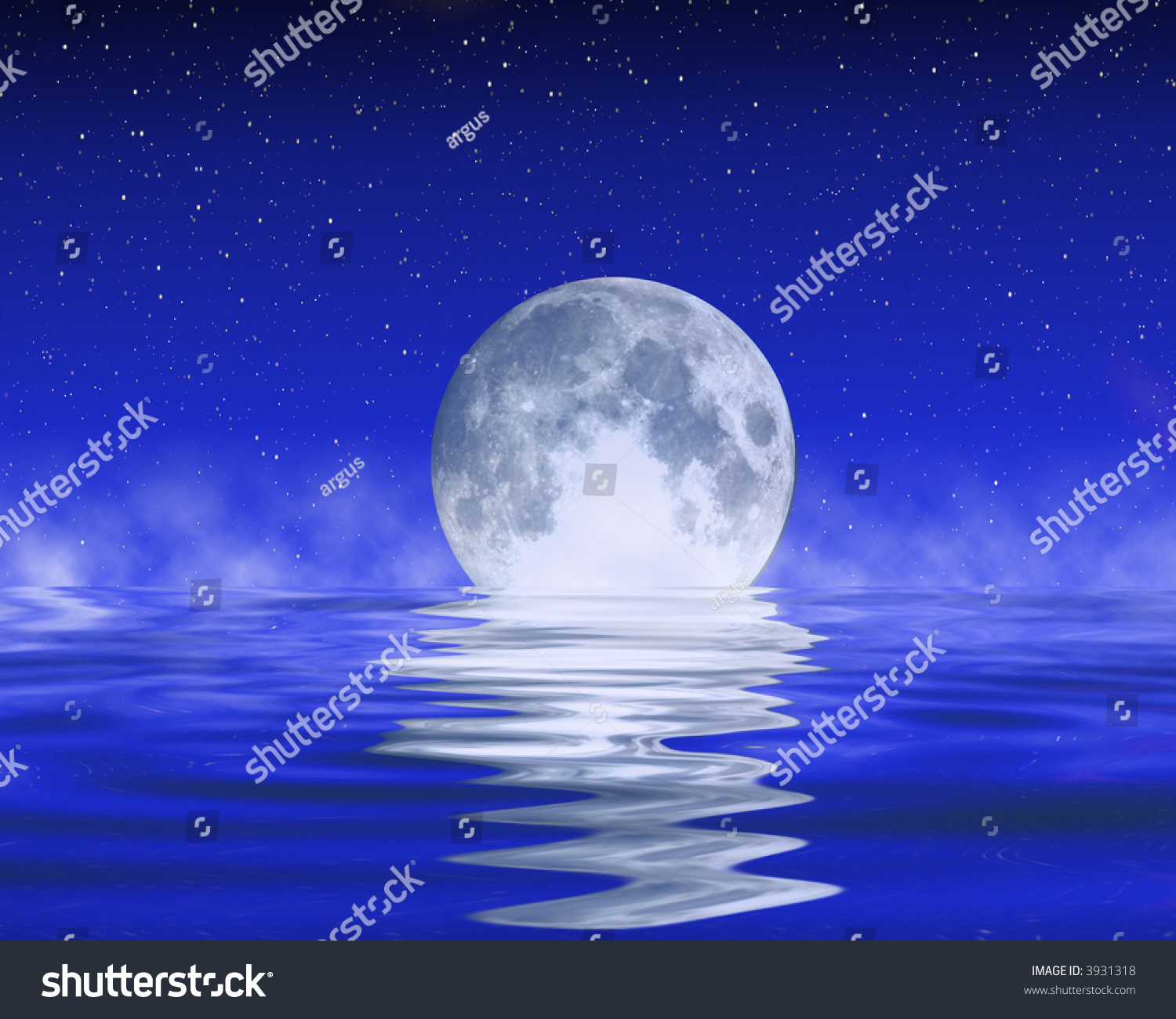 Moon On The Ocean Horizon Stock Photo 3931318 : Shutterstock