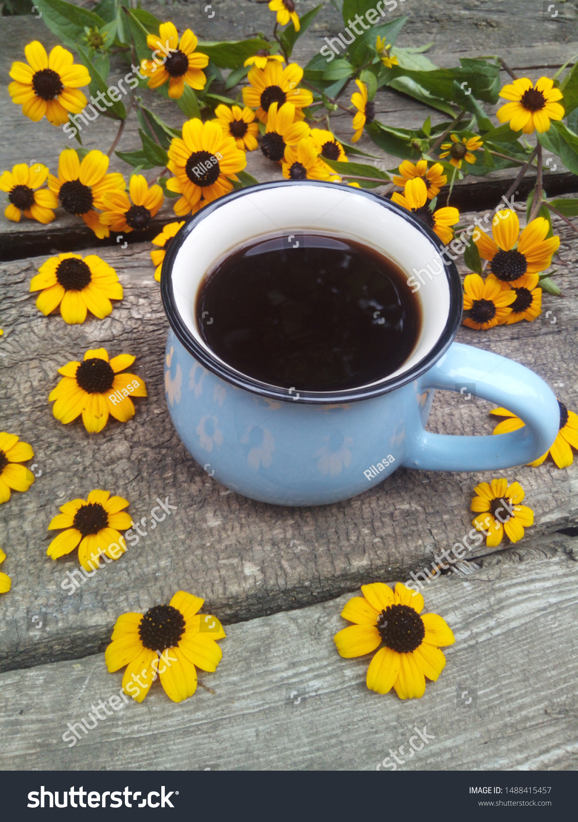 Morning Coffee Flowers Great Start Day Stock Photo Edit Now 1488415457